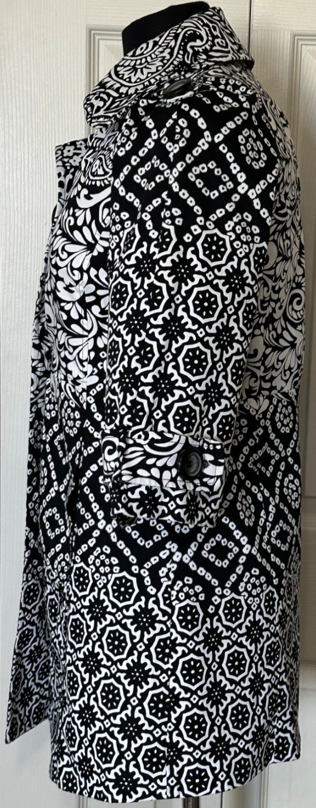 Women’s Multiples Black & White Buttoned Jacket Cotton Polyester Blend Size XS