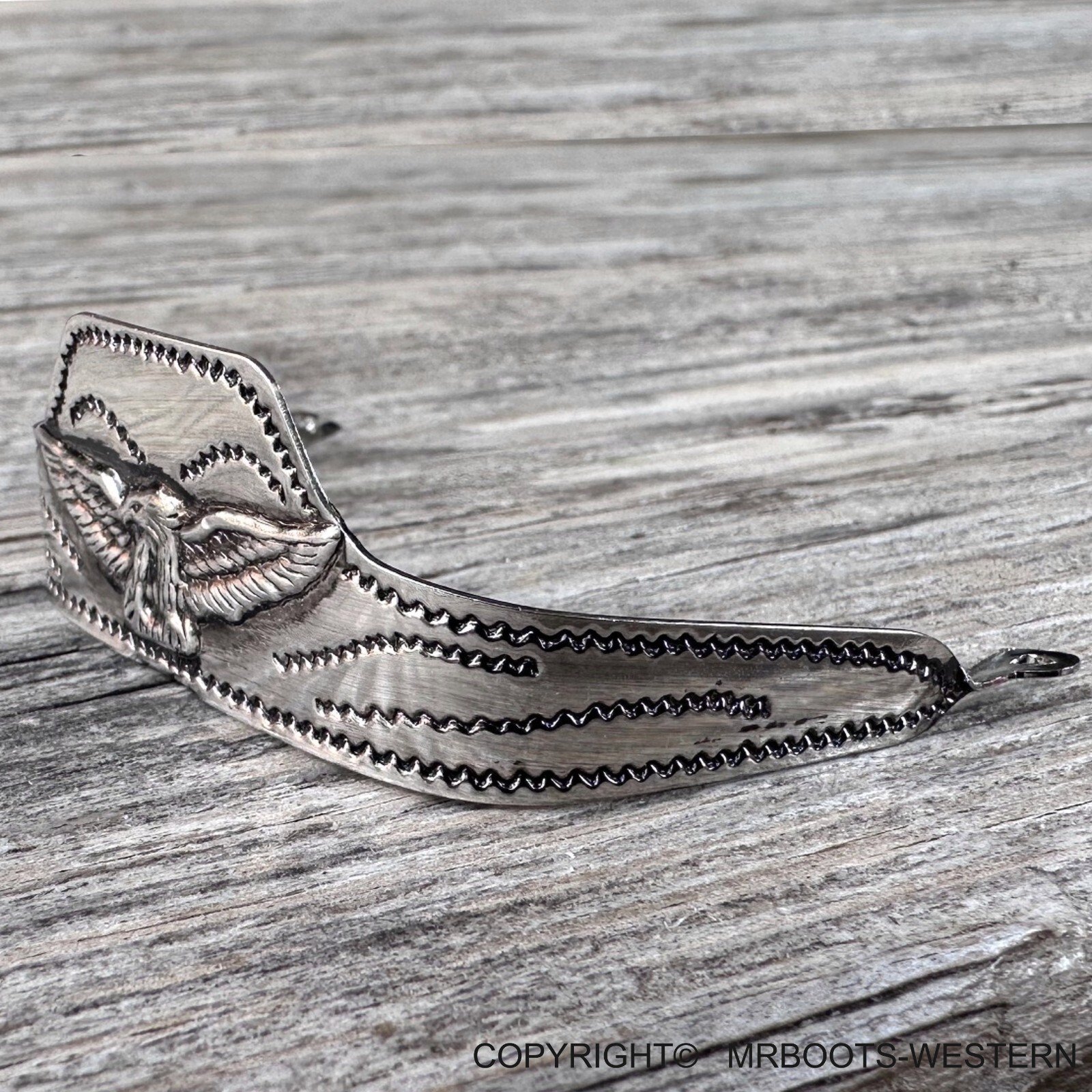 ALM-107TN-E Cowboy Boot Tip Square Toe Nickel & Black with Eagle