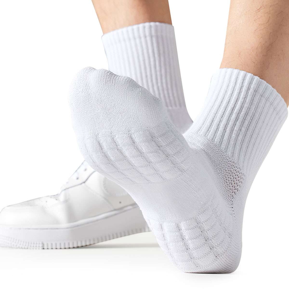 1/2/5 Pairs Mens Crew Socks for Work Sports Athletic Cotton Socks Size 5.5-11