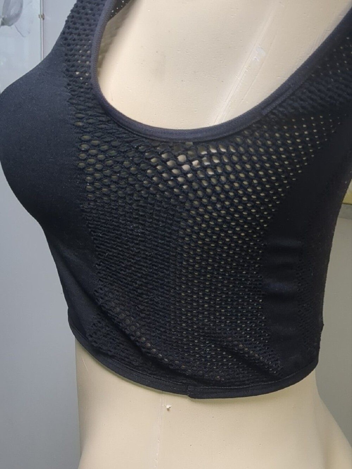 Urban Outfitters Out From Under “Eyes On Me” Seamless Black Mesh Crop Top M/L