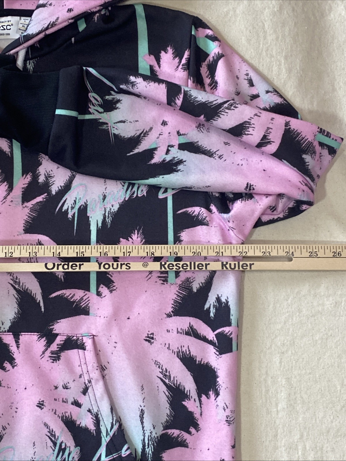 Conspiracy by Wesc Paradise Lost Hoodie Palm Trees Black Pink Mens L Womens XL