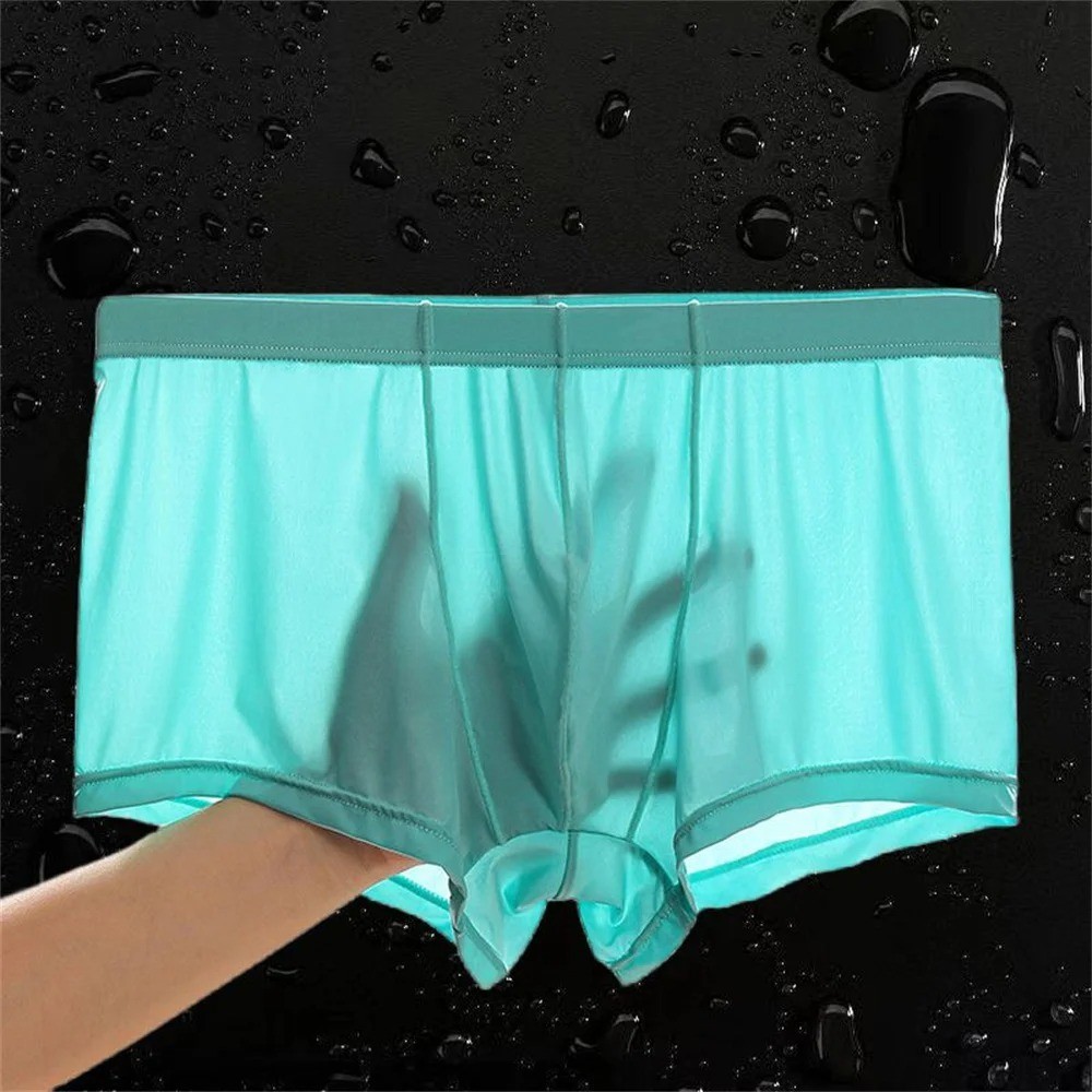 Ultra Thin Ice Silk Boxers Underwear Men Semi-transparent Seamless Sexy Male*
