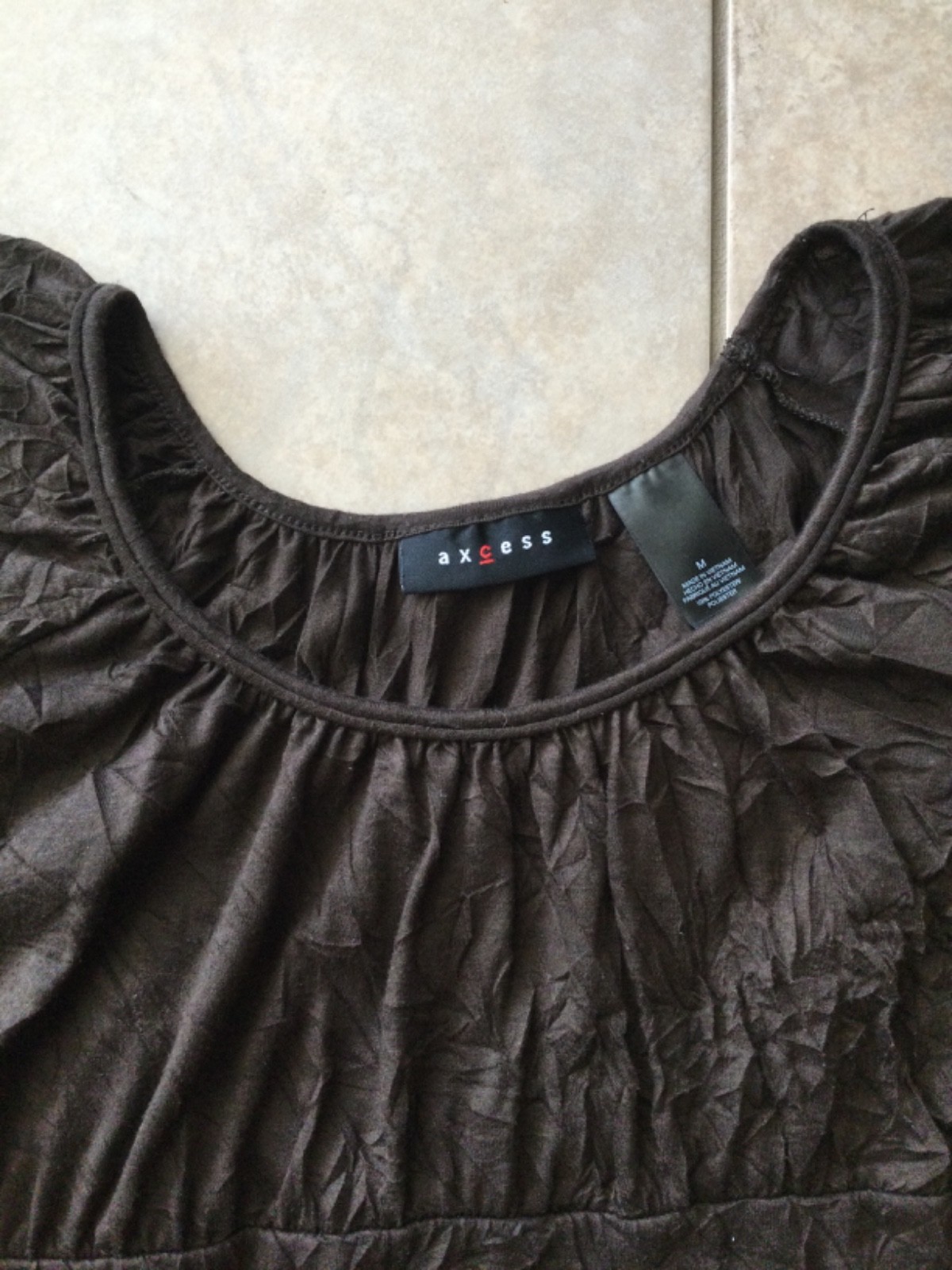 Axcess Womens Brown Blouse Short Sleeve Top Size Medium