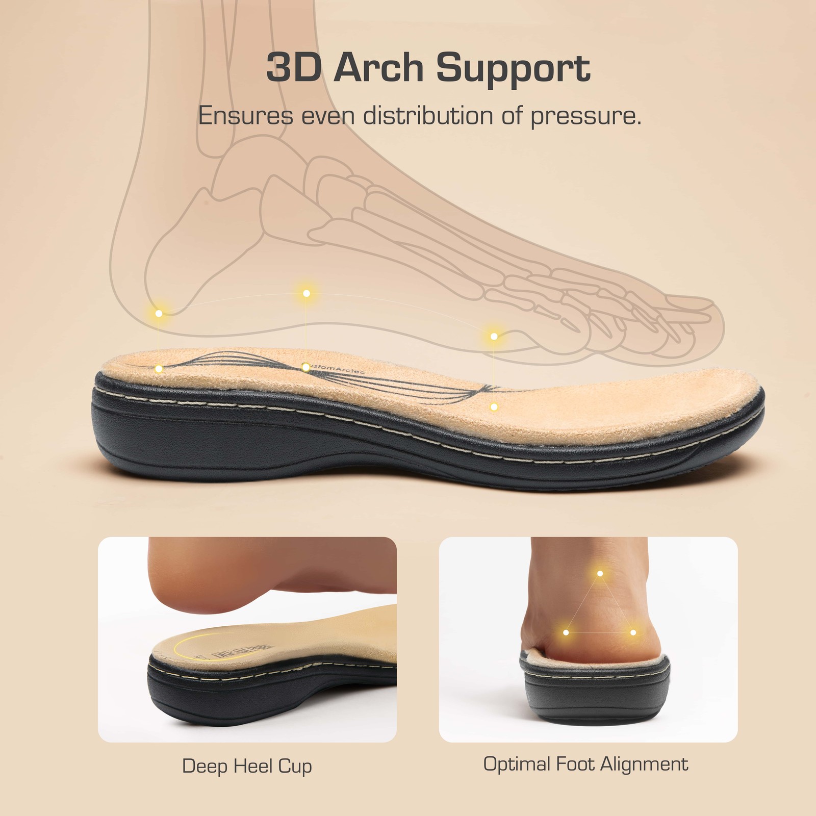 Women Slides Sandals Arch Support Flat Sandals Comfort Soft Cushion Sandals