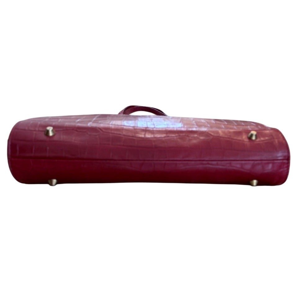 Divina Firenze Red Shoulder Bag Genuine Leather Croc Pattern Made in Italy