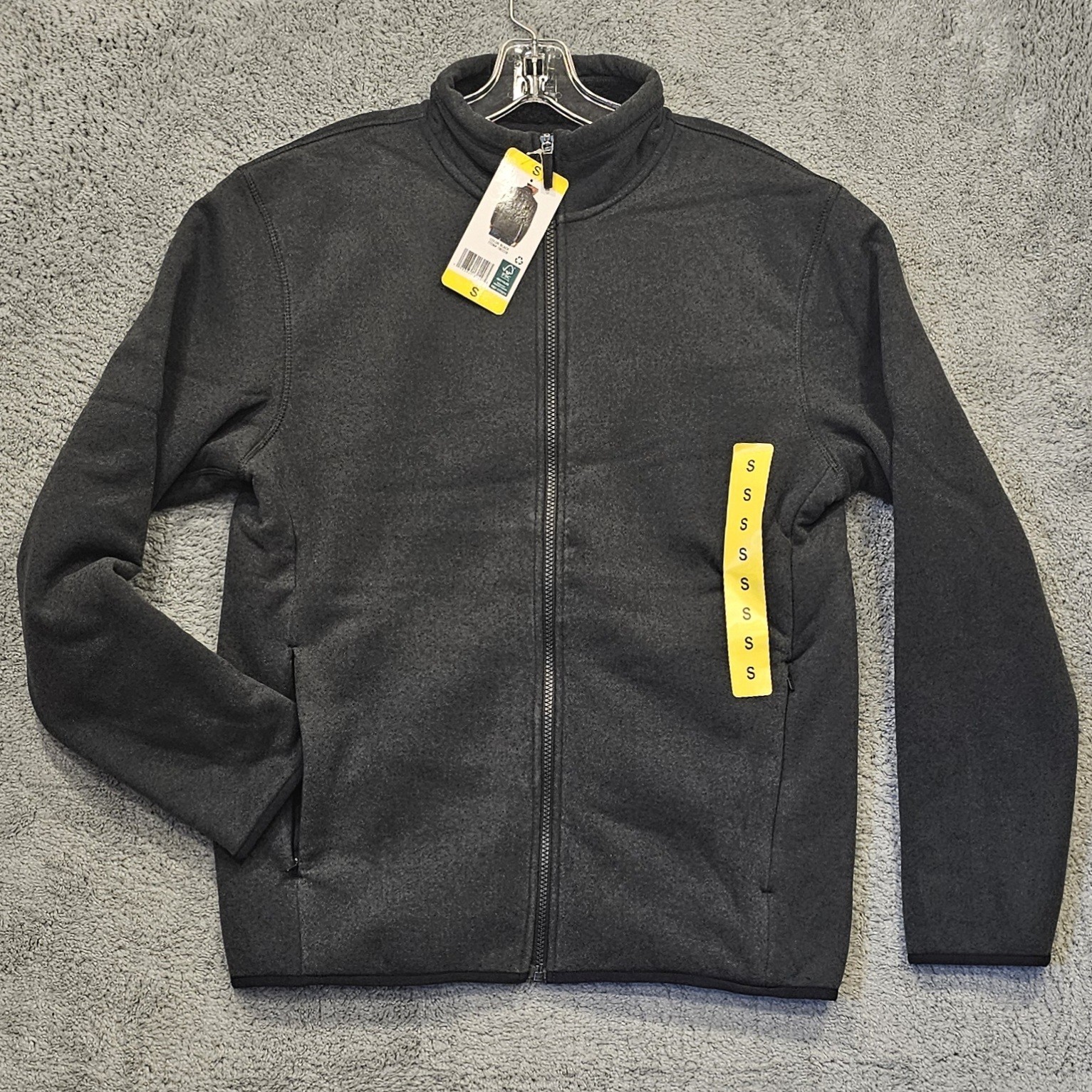 32 Degrees Heat Mens Small Full Zip Fleece Jacket Lined Black