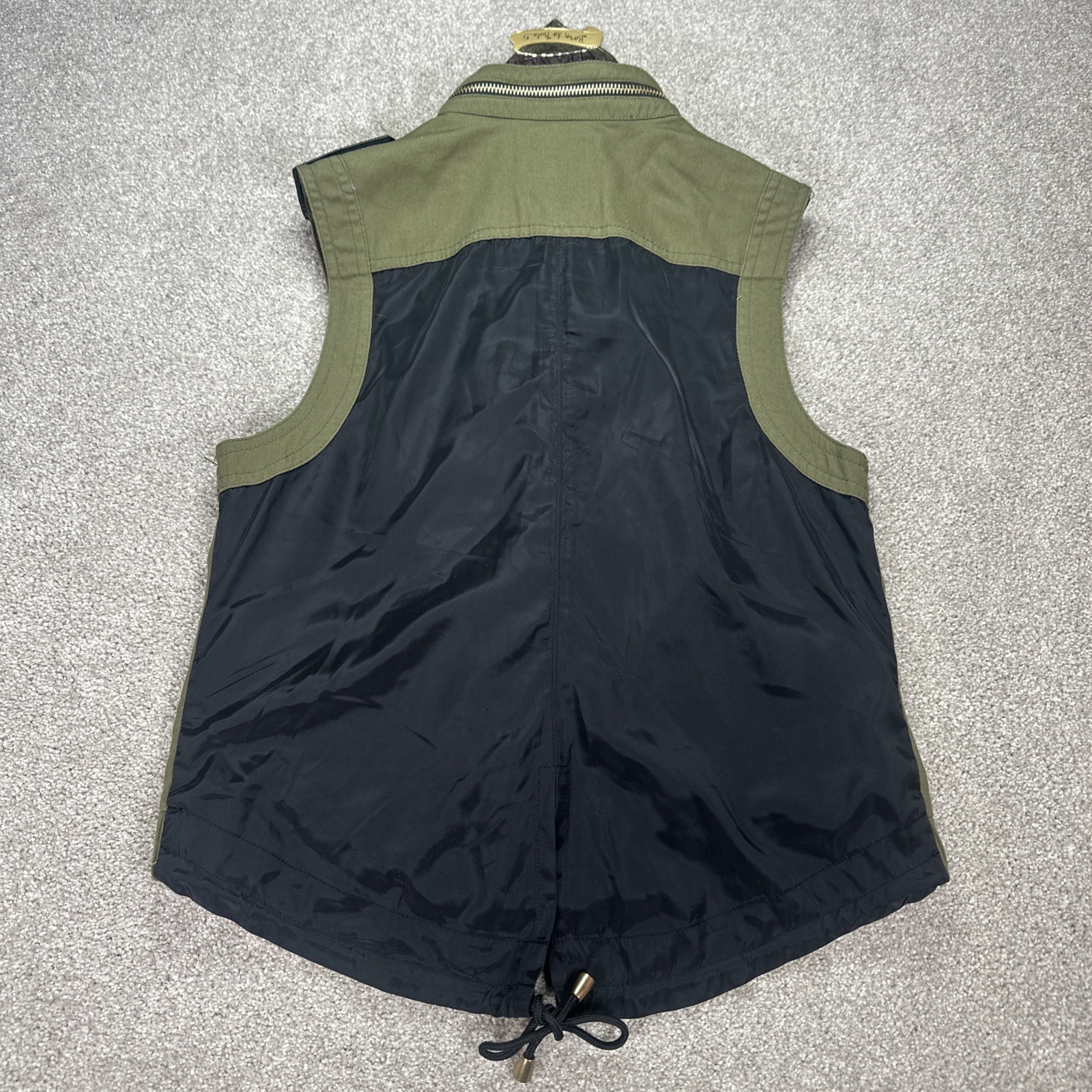 Princess Vera Wang Gold Zip Up Vest Green Small Grunge Retro Biker Hip Gothic