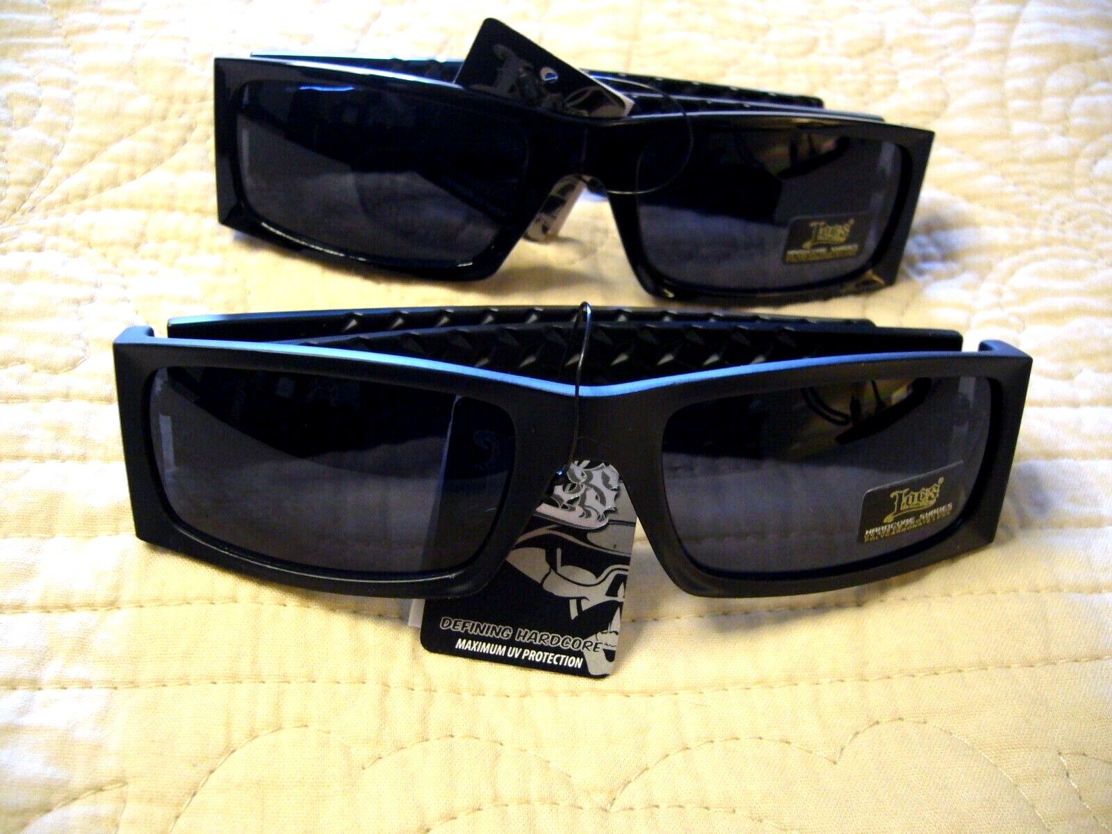 Men’s Sunglasses LOCS Women’s Gangster Diamond Plate Look Biker Shades 91167