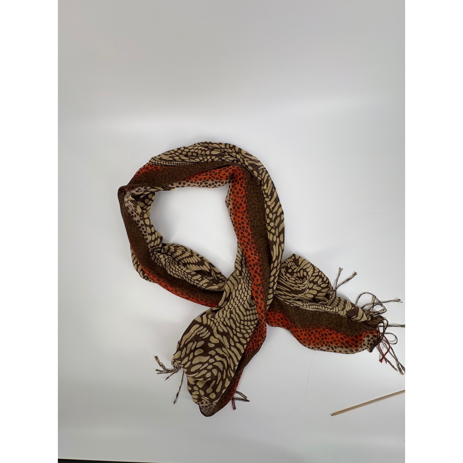 Brown Beige Orange Animal Print Lightweight Scarf