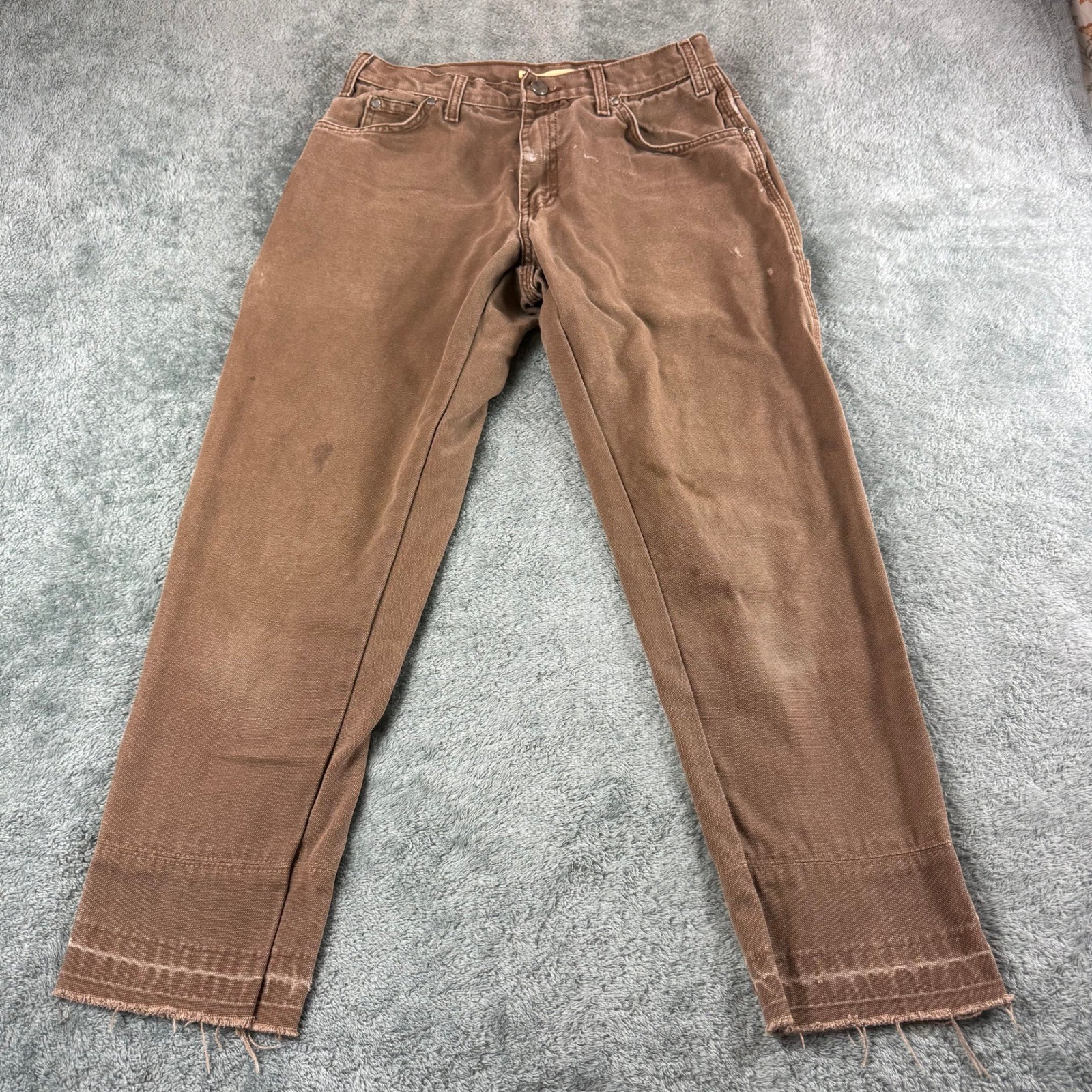 United Tokyo Brown Canvas Work Pants Made in Japan Distressed Raw Hem Size 1