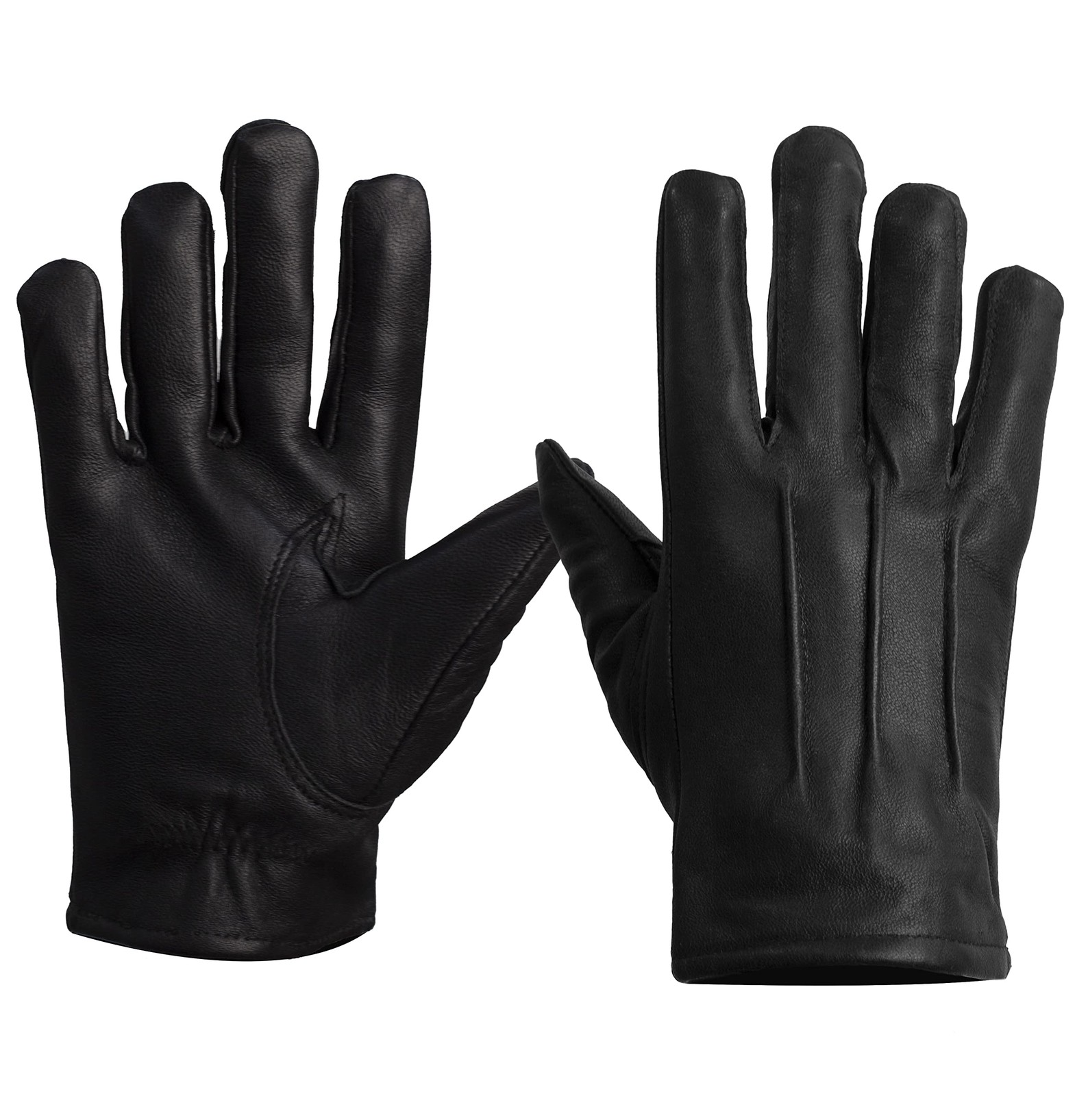 Mens Real Leather Driving Gloves Warm Winter Thin Button Down Riding Glove