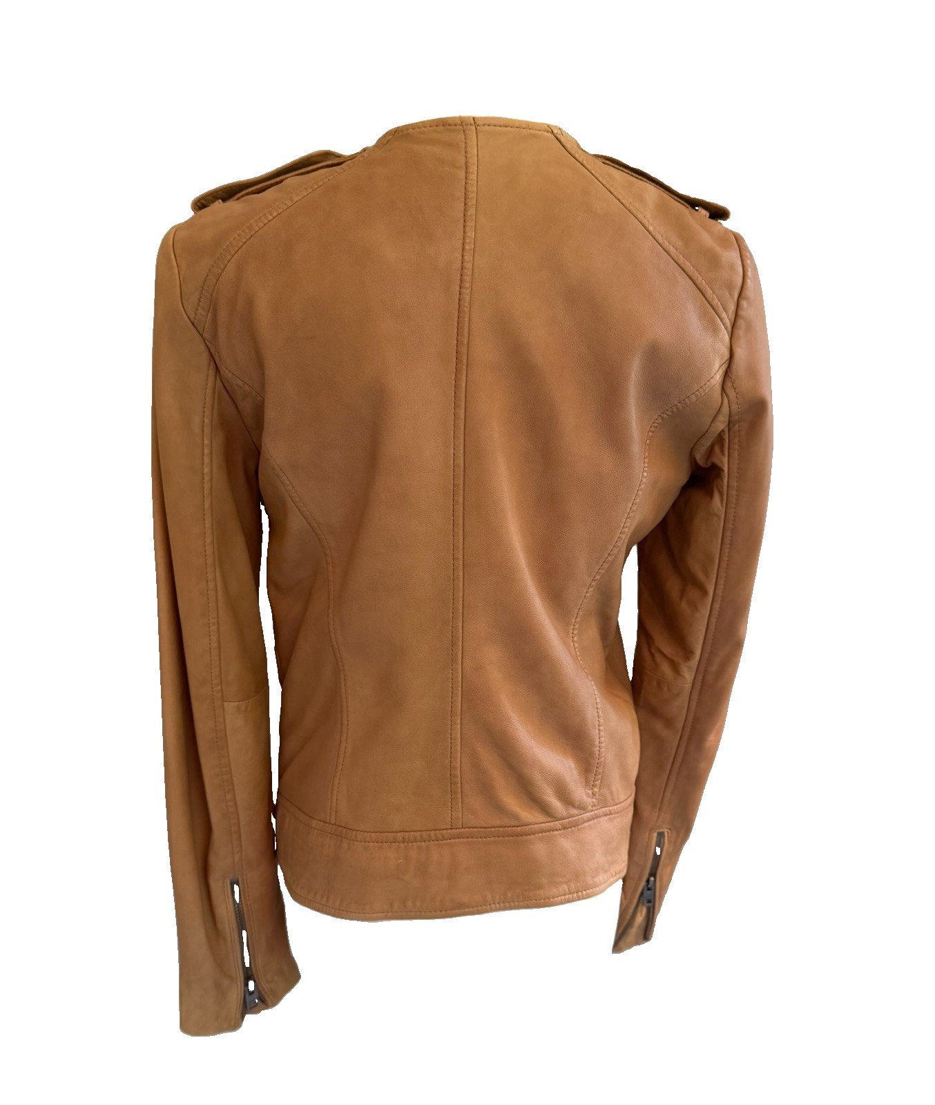 Lucky Brand 100% Leather Motorcycle Jacket Womens Size M Tan Brown