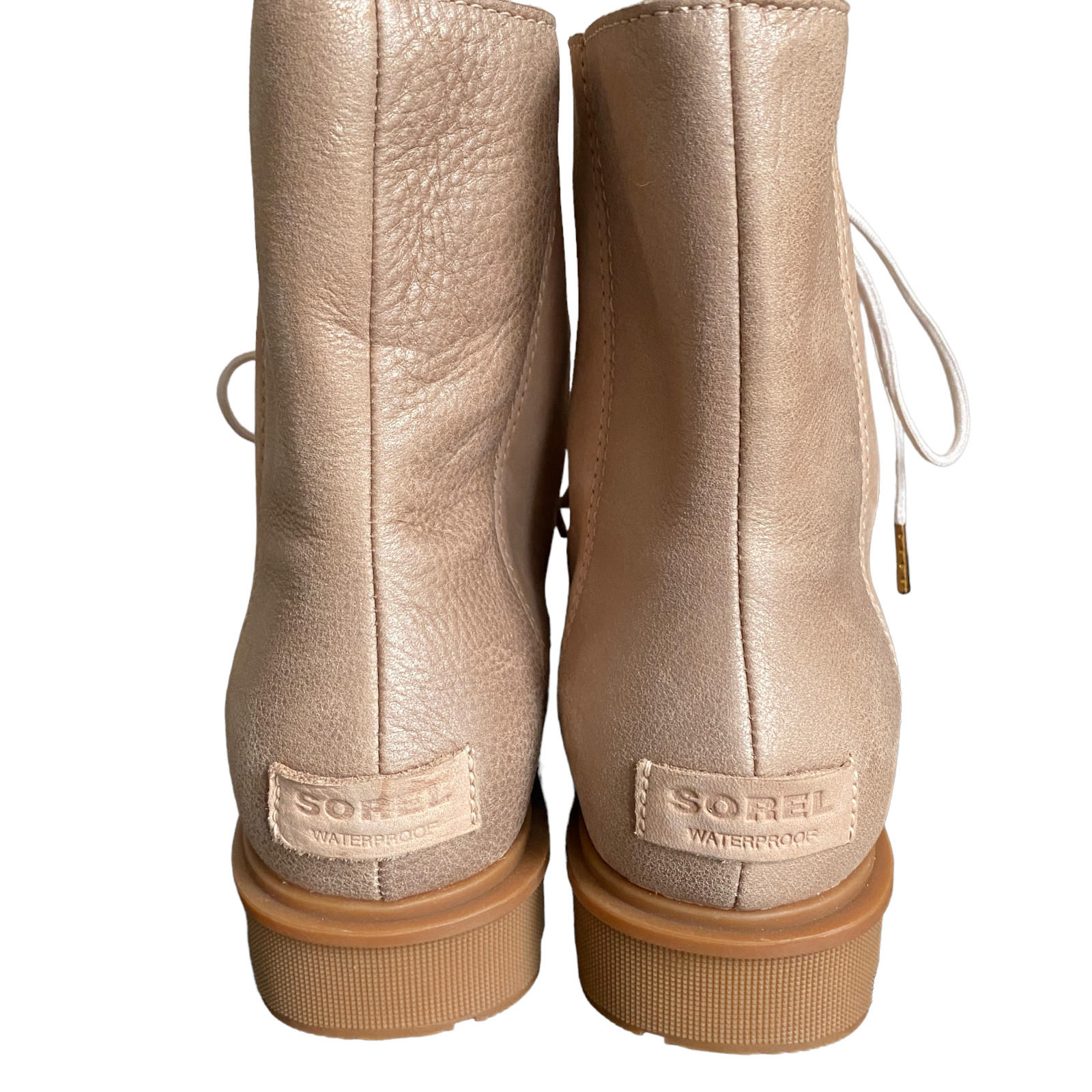 Sorel Sz 11 Phoenix Lace Lux boots New Tan Gold with Shearling Tongue Waterproof