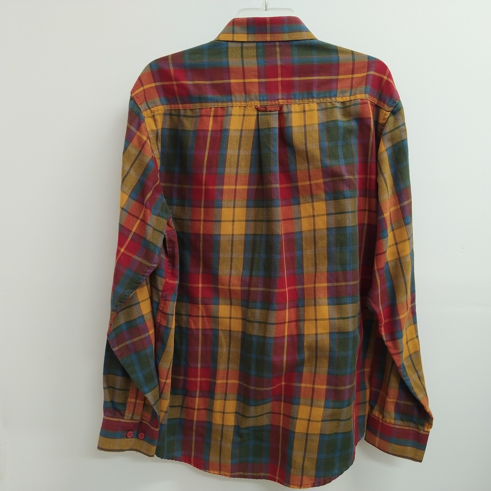 P.G. Field Mens Button Up Shirt Size Large Red Plaid Colorfull Long Sleeve