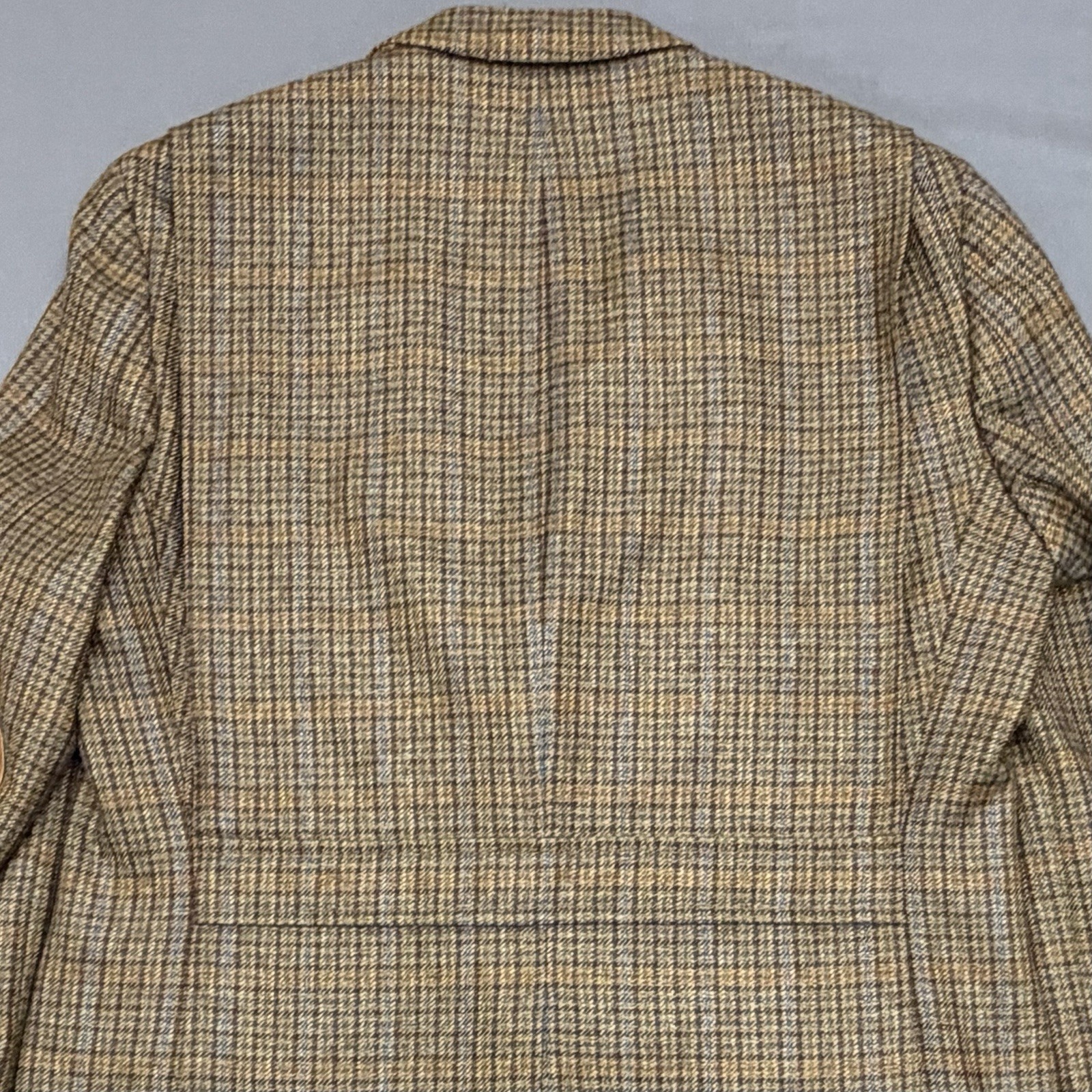 KROON Men’s 44L Brown Plaid 100% Virgin Wool Sport Coat Elbow Patch Blazer