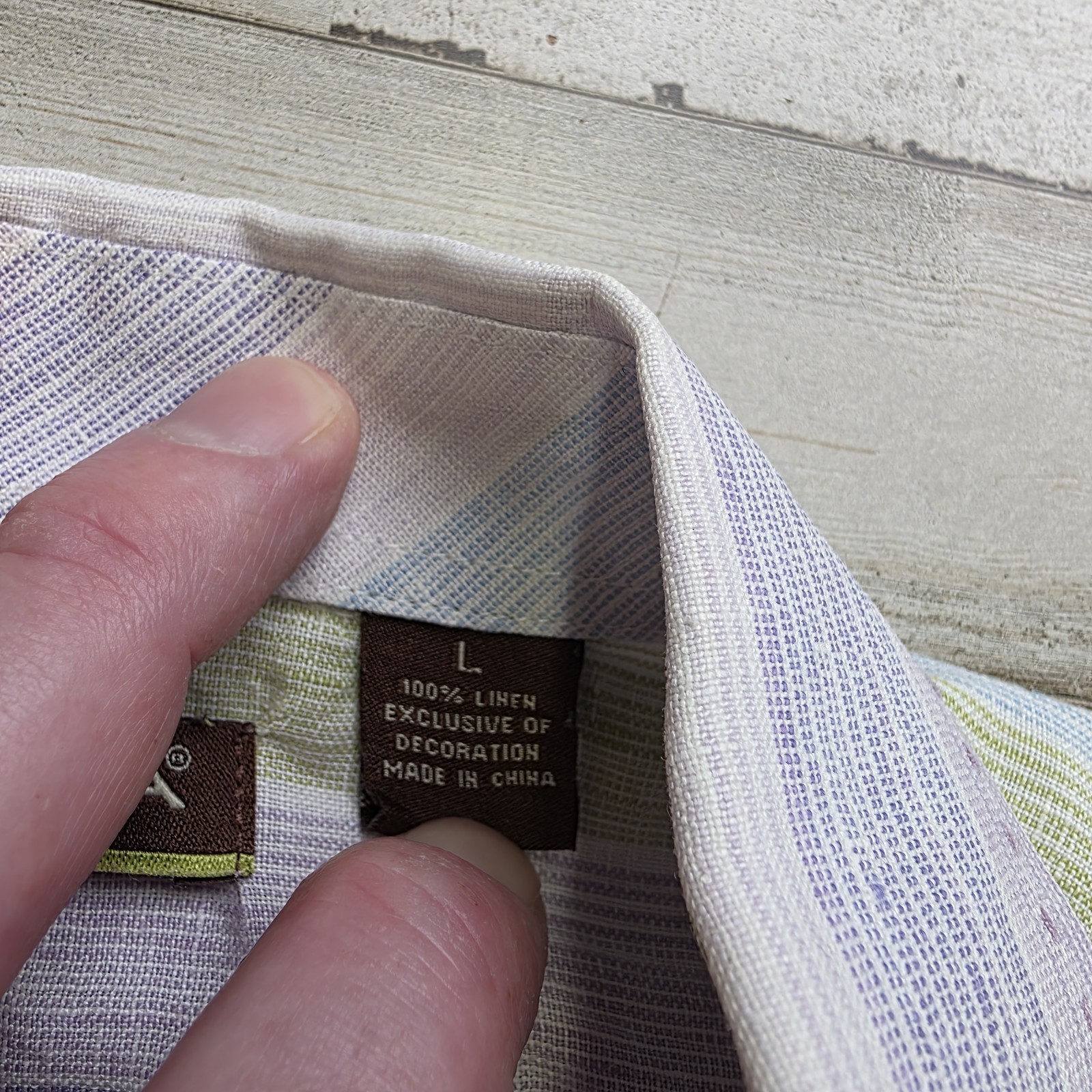Cubavera Mens Shirt LG Button Down Pastel Stripe Casual Short Sleeve 100% Linen