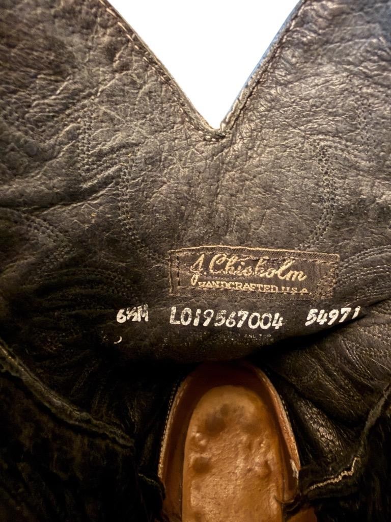 Vintage J Chisholm Black Leather Cowboy Boot Women size 6.5