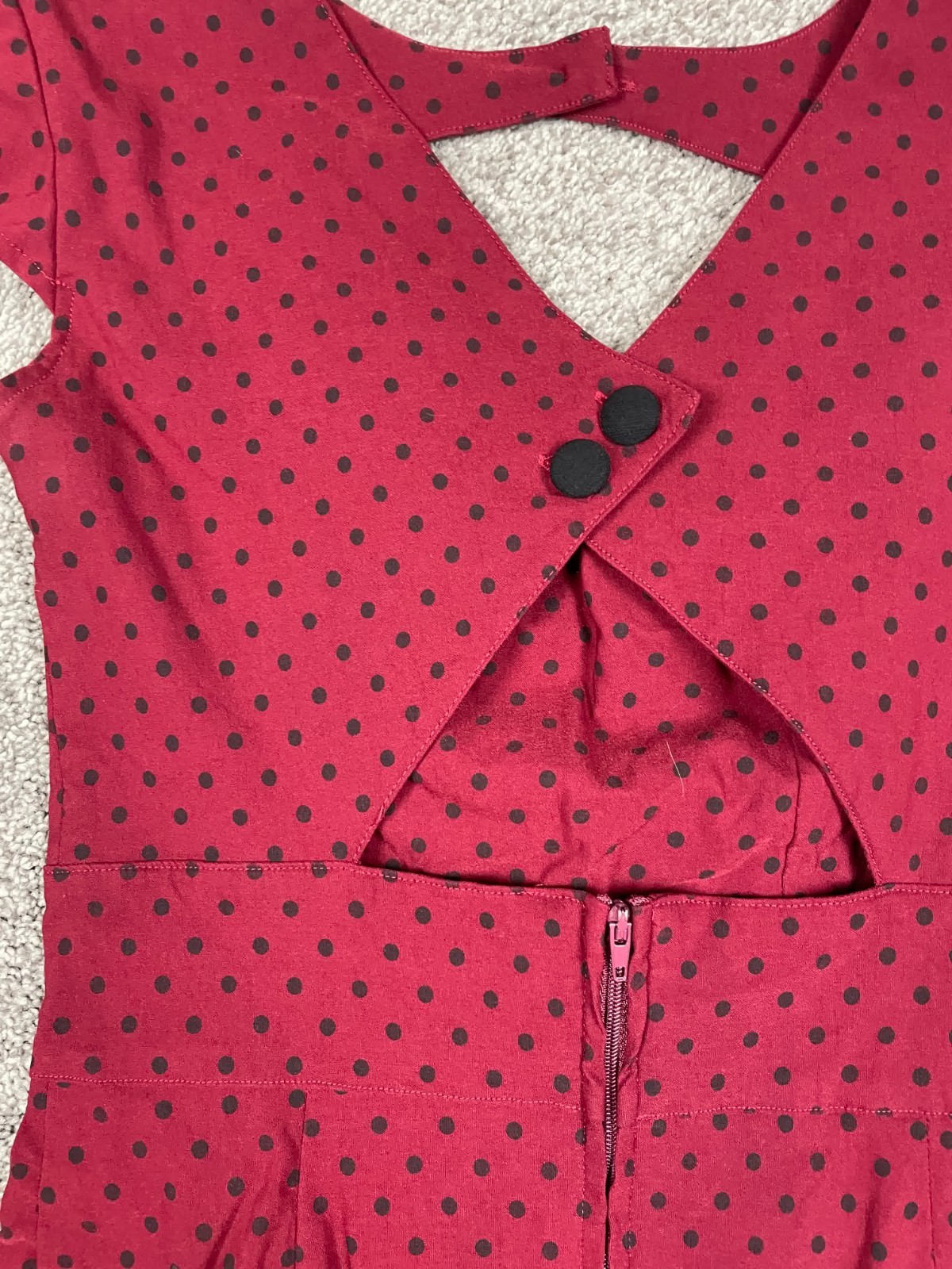 Hell Bunny Vixen Dress Womens Small Red Polka Dot Pinup Steampunk Rockabilly