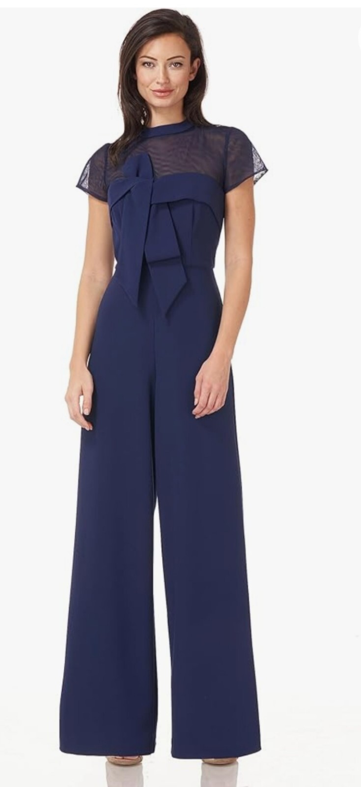J S Collection FORMAL Short Sleeve Jump Suit Navy In Color Size 4 New /tags