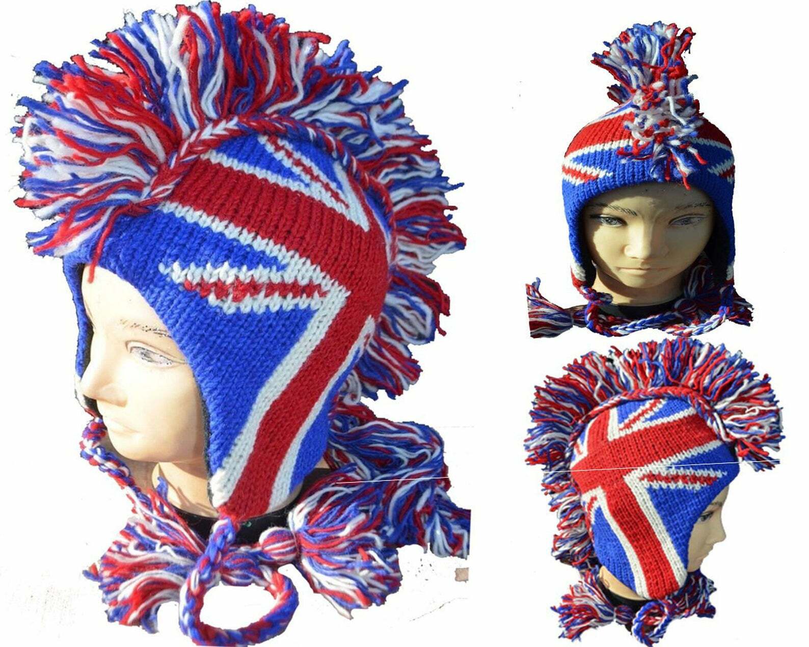 UK Union Jack Handmade Mohawk |United Kingdom Mohawk Hat – 100% Wool | One Size