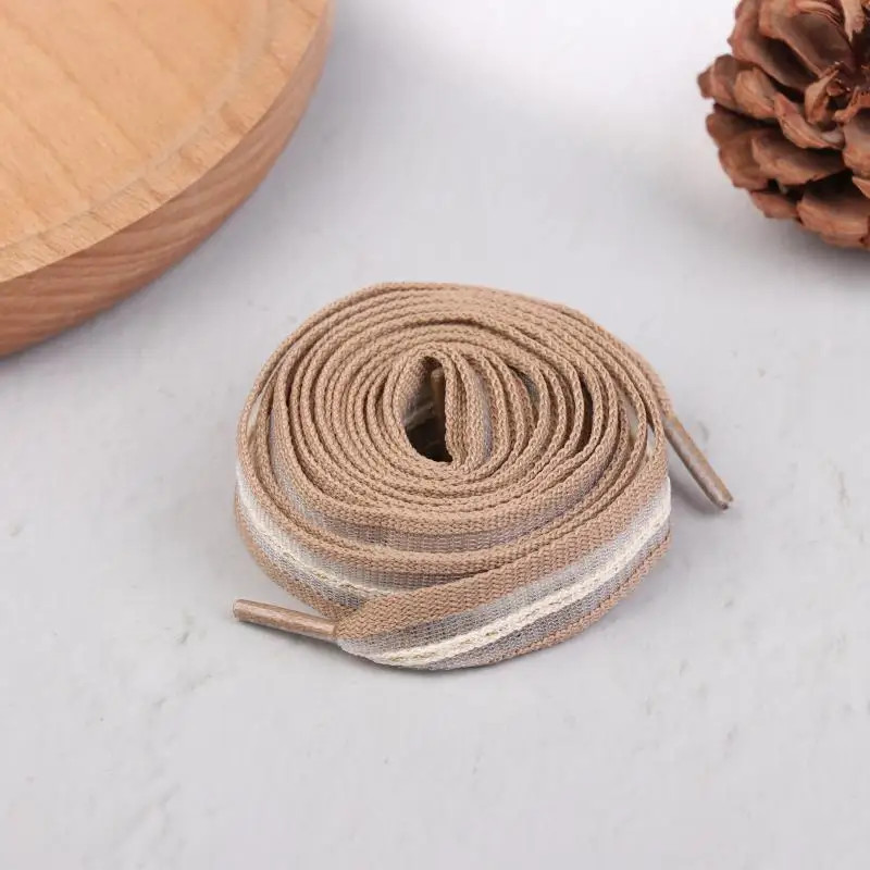 1pair 2cm Bow Wide Flat Shoelaces Fish Silk Transparent Striped Shoelaces Sneake