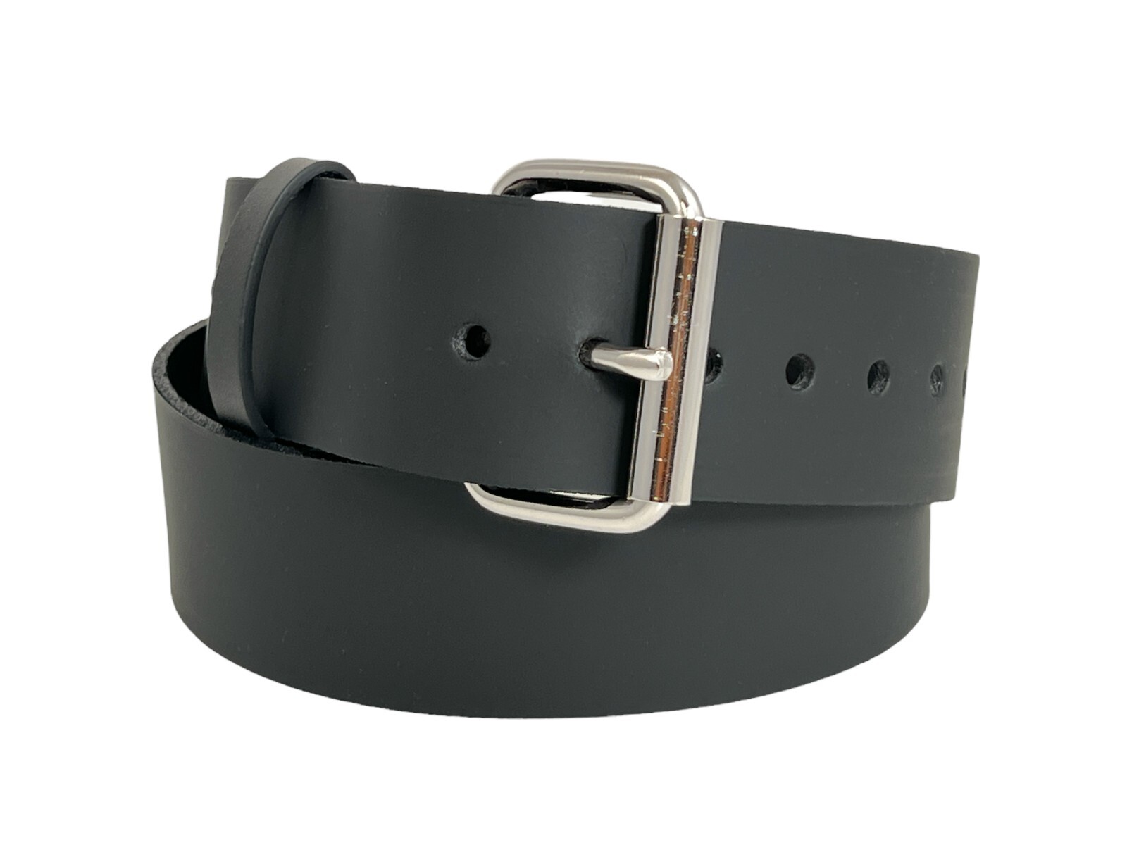 Genuine Leather Belt Black 1.50″ Wide One Solid Piece Leather snap Off Buckle MC