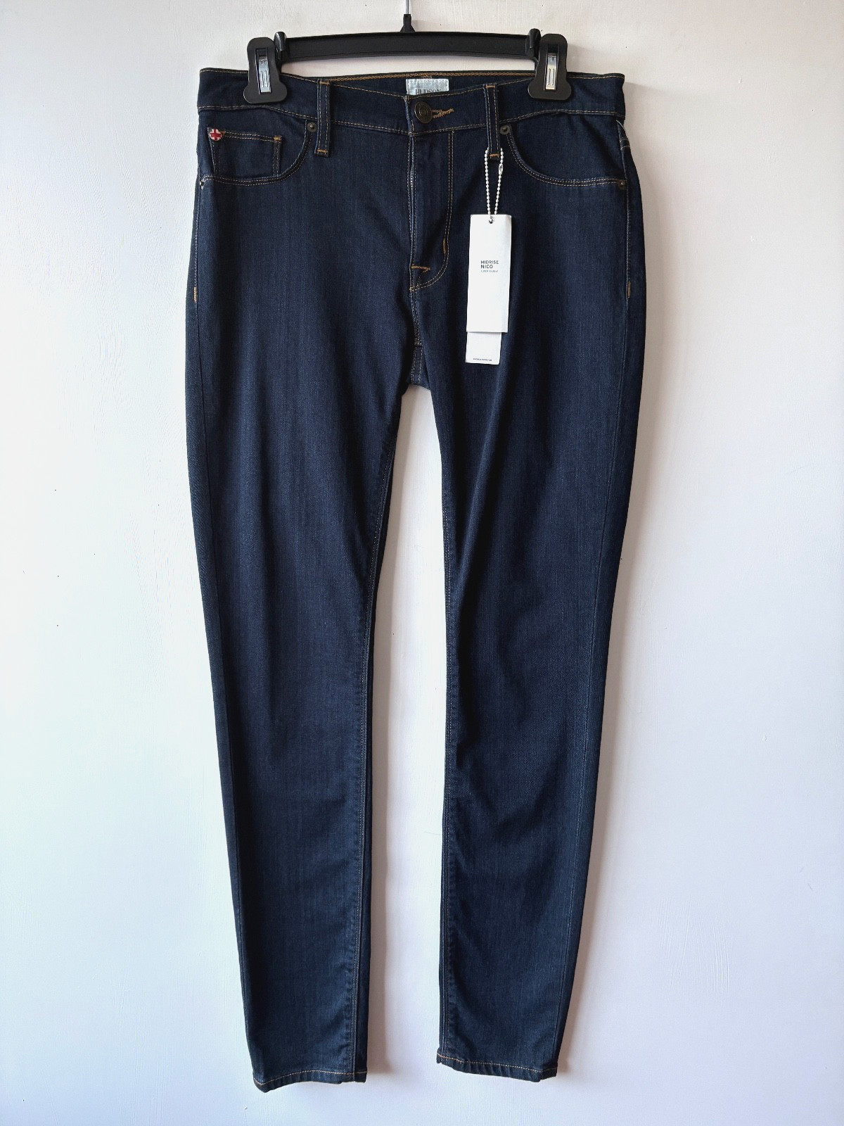 $185 Hudson Womens Nico Midrise Super Skinny Dark Blue Stretch Jeans Size S 4/27