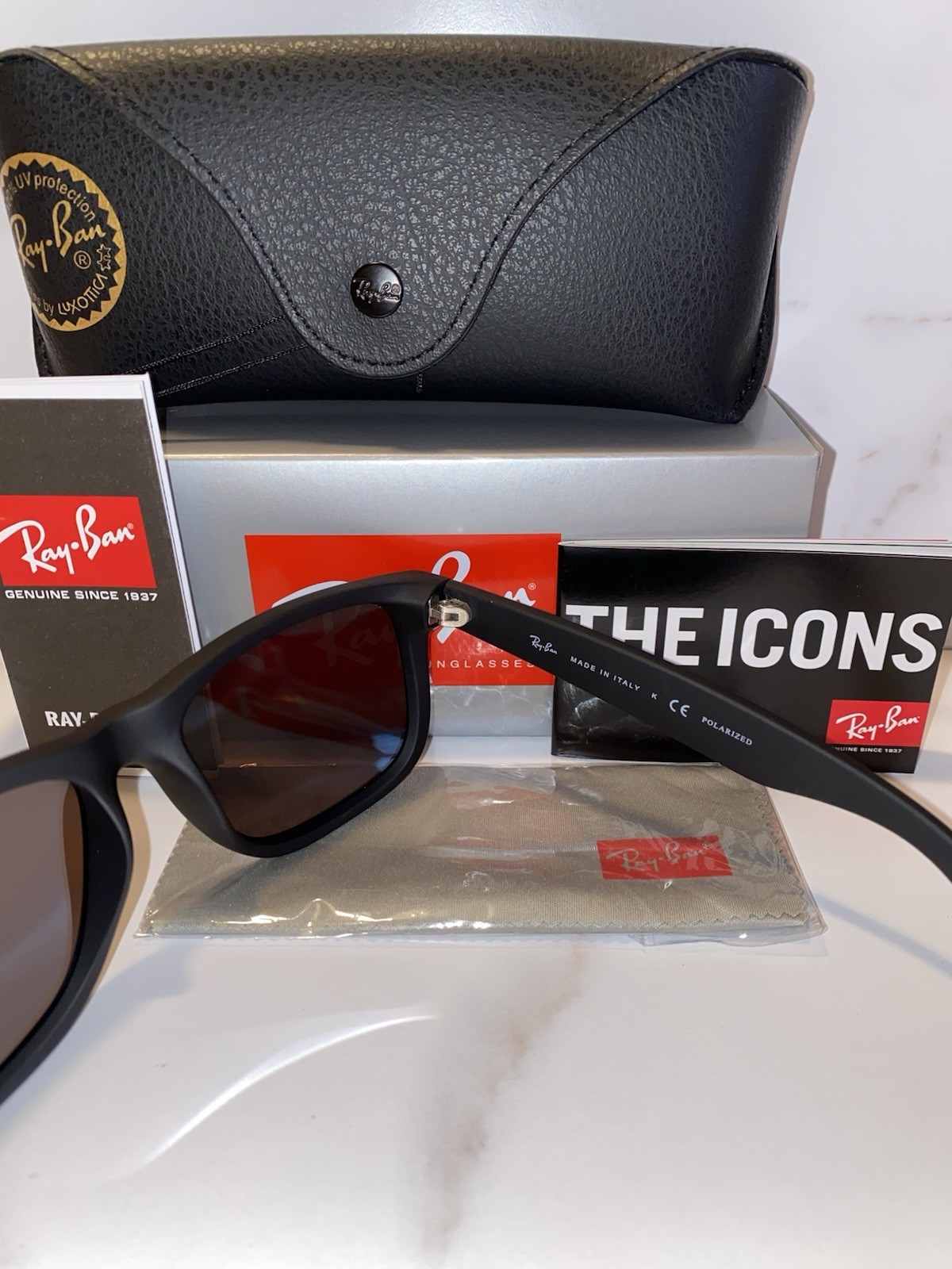 Ray-Ban Justin RB4165 Polarized Sunglasses Blue Mirror Lens UV400 Black 54mm