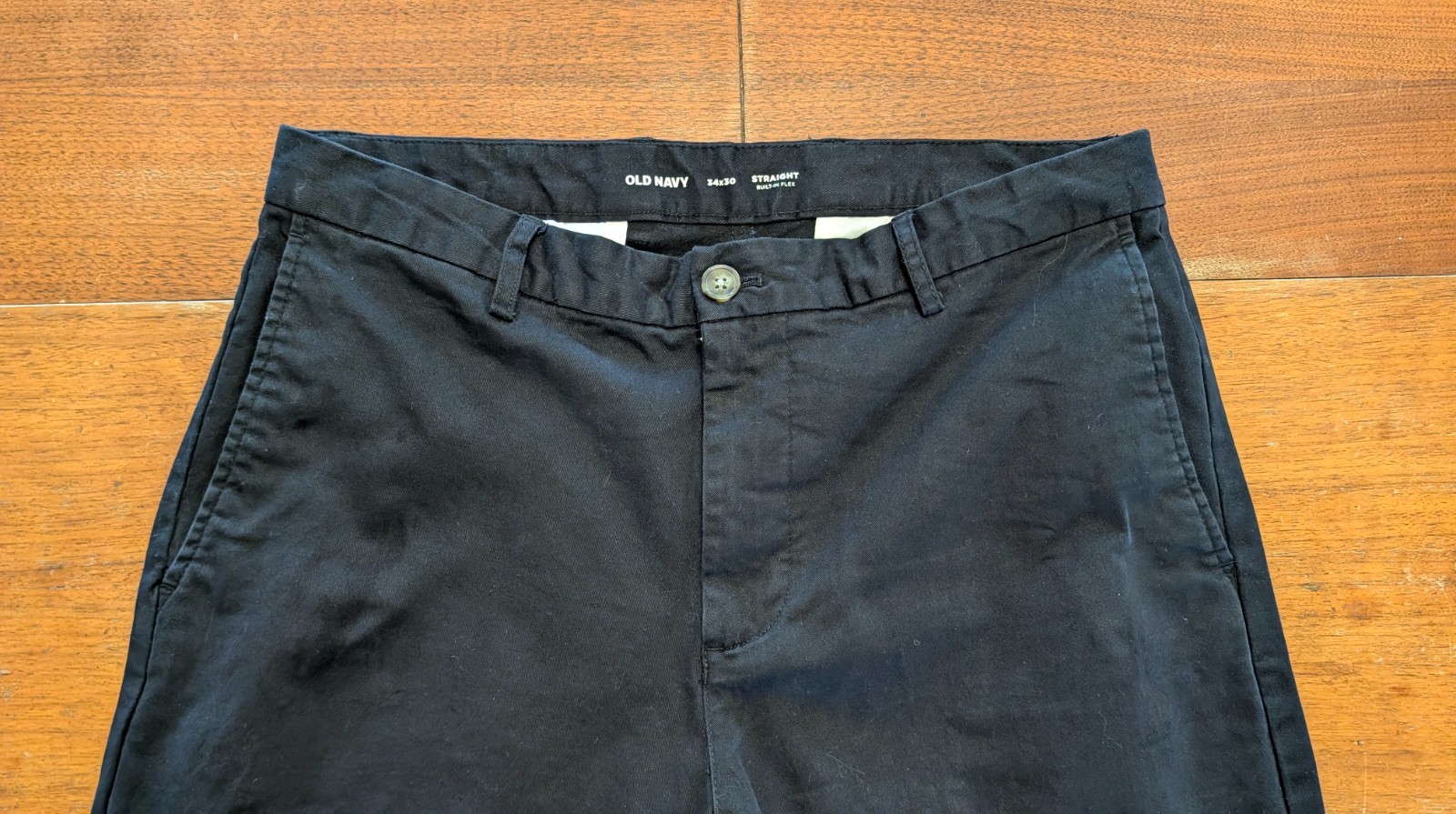 Old Navy Straight Rotation Chino Pants 34×30, Black, 98% Cotton, 2% Elastane