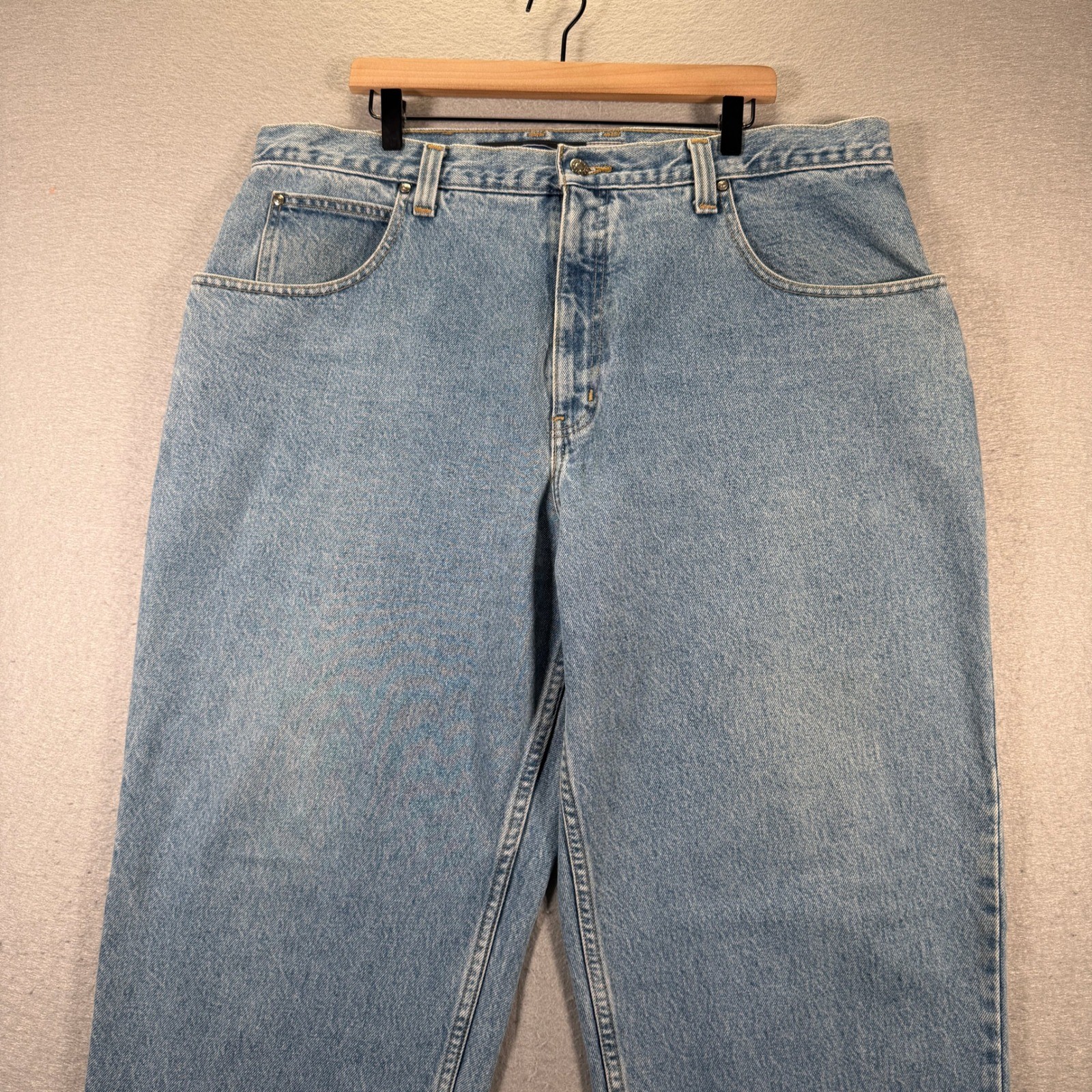Vintage Anchor Blue Baggy Light Wash Denim Jeans Mens W42 L30 Cotton Made Mexico