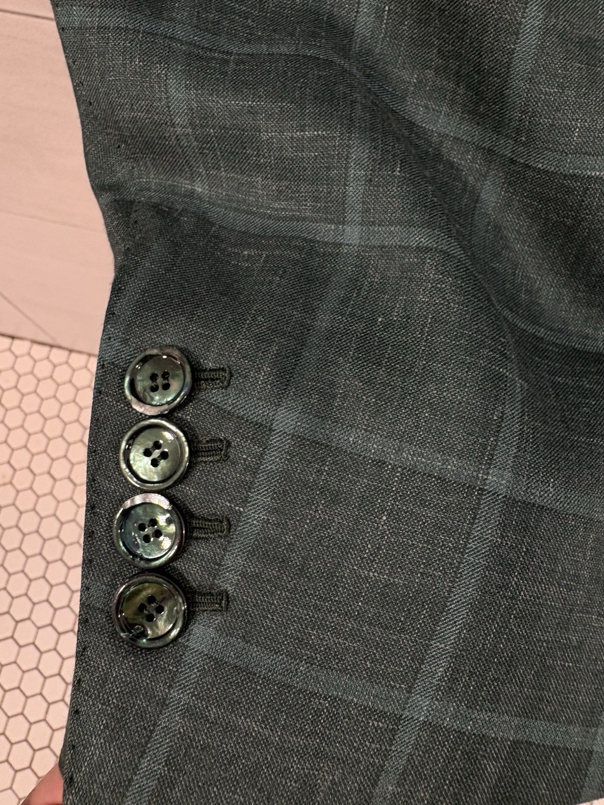Cesare Attolini Napoli Blazer 46R 56 Green Plaid Cashmere Silk Linen Italy