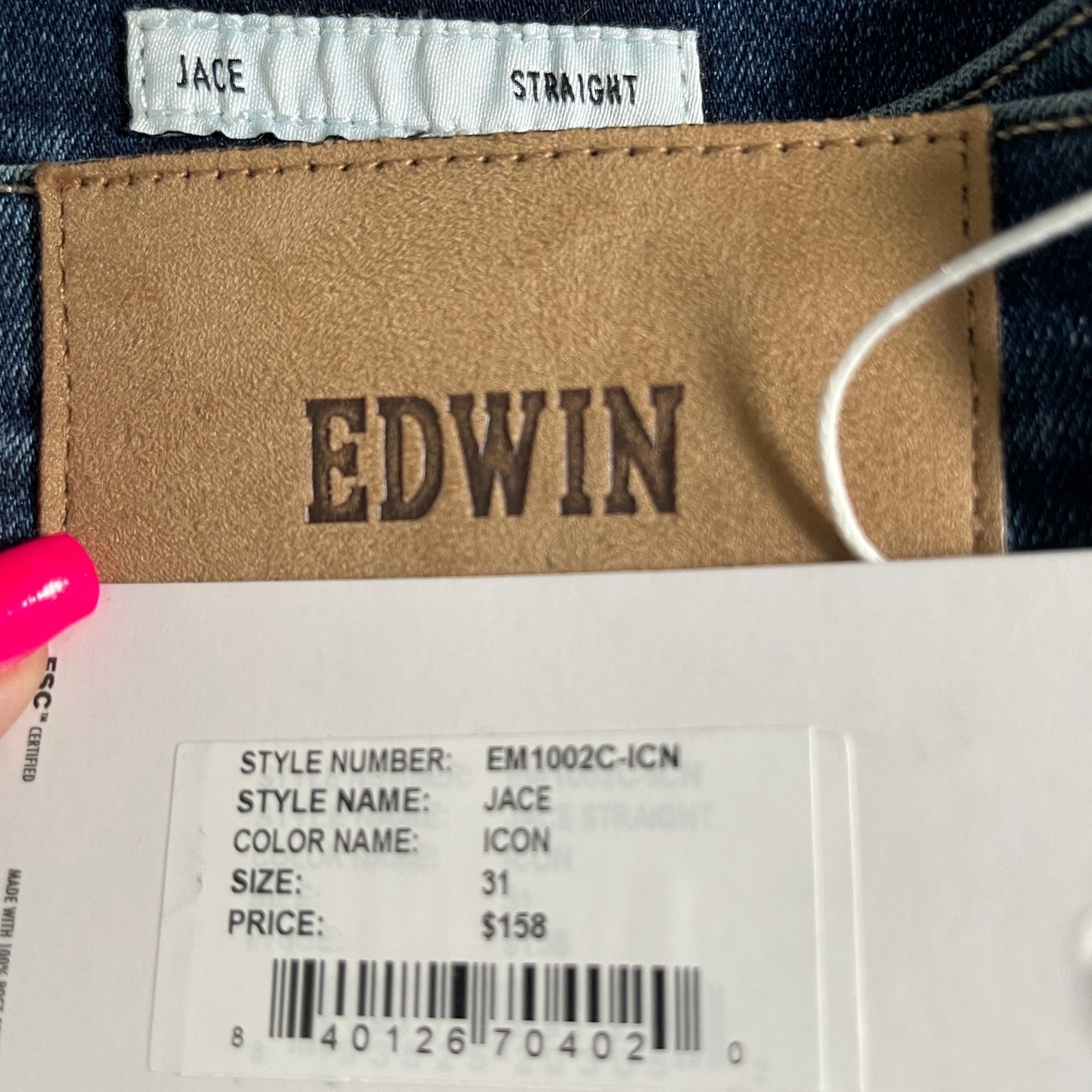 Edwin Denim Jace Endurance Straight Men’s Jeans Icon Size 31 33″ Inseam – $158