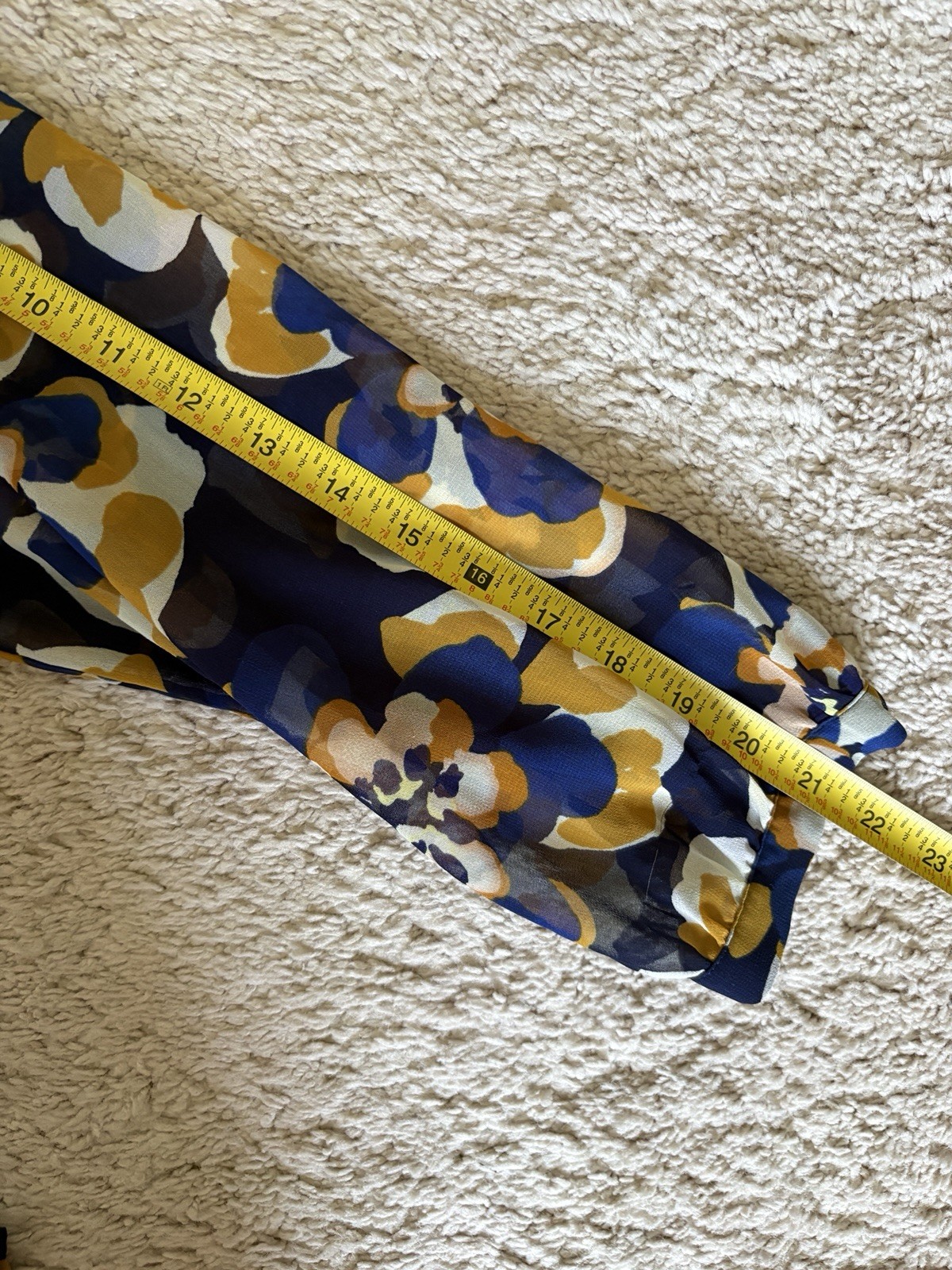 Cabi Navy Medium Floral Sheer Blouse – Blue & Mustard