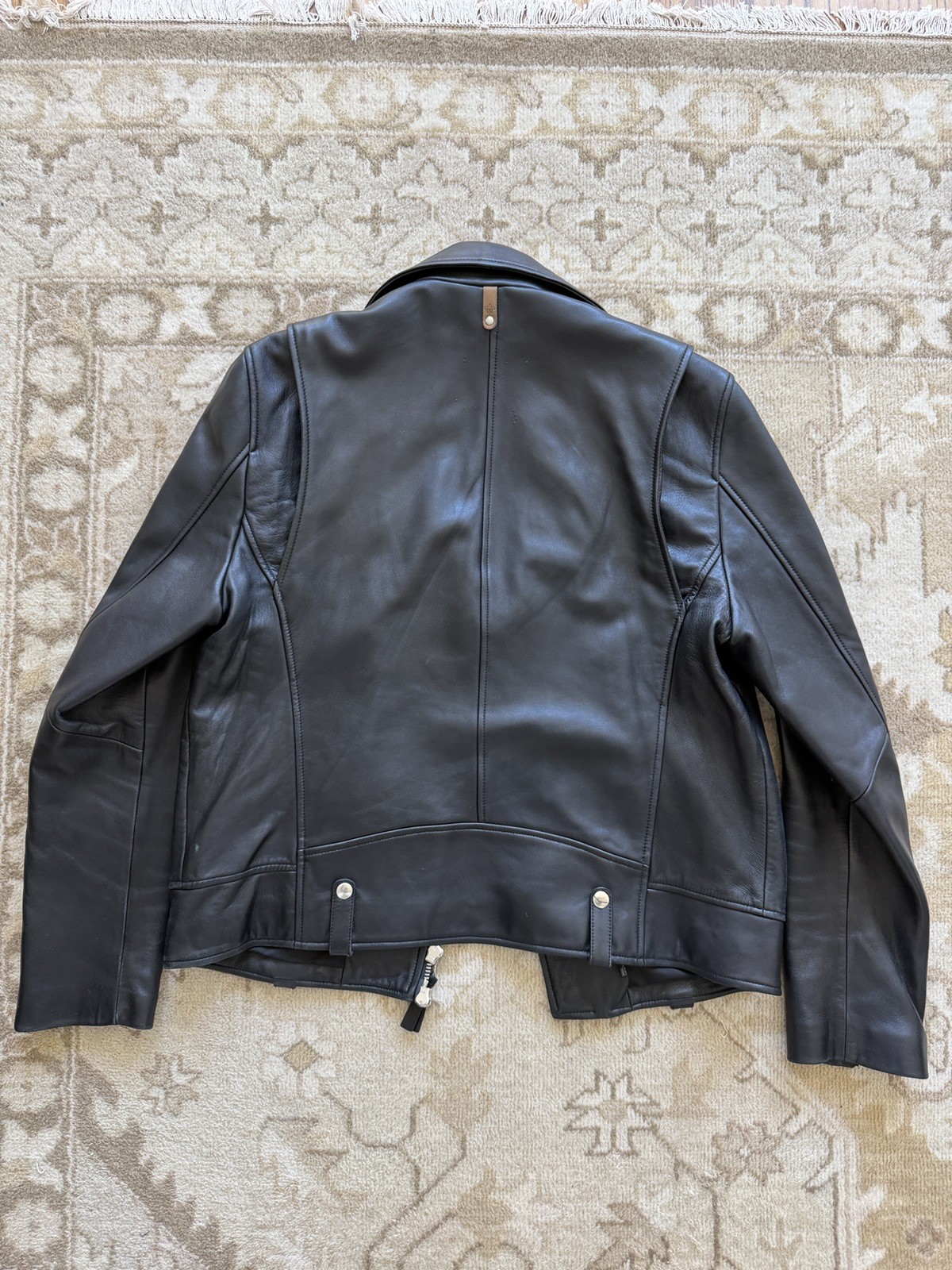 Mackage Black Lambskin Moto Leather Jacket Asymmetrical Zip Size 42 Mens