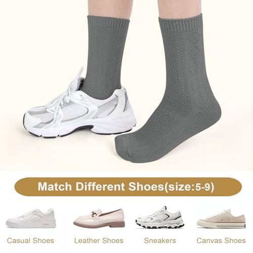 Crew Socks One Size Black Navy Blue Dark Brown Dark Gray Light Khaki Dark Blue