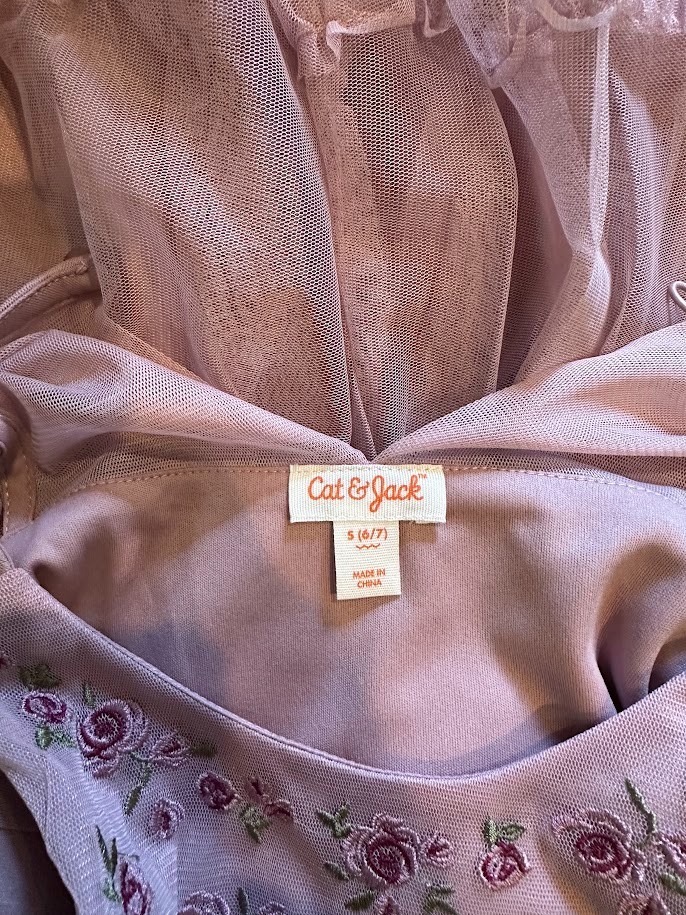 Cat & Jack Girls Dress Rose Pattern Blush/Pink Size 6-7 Pre Owned