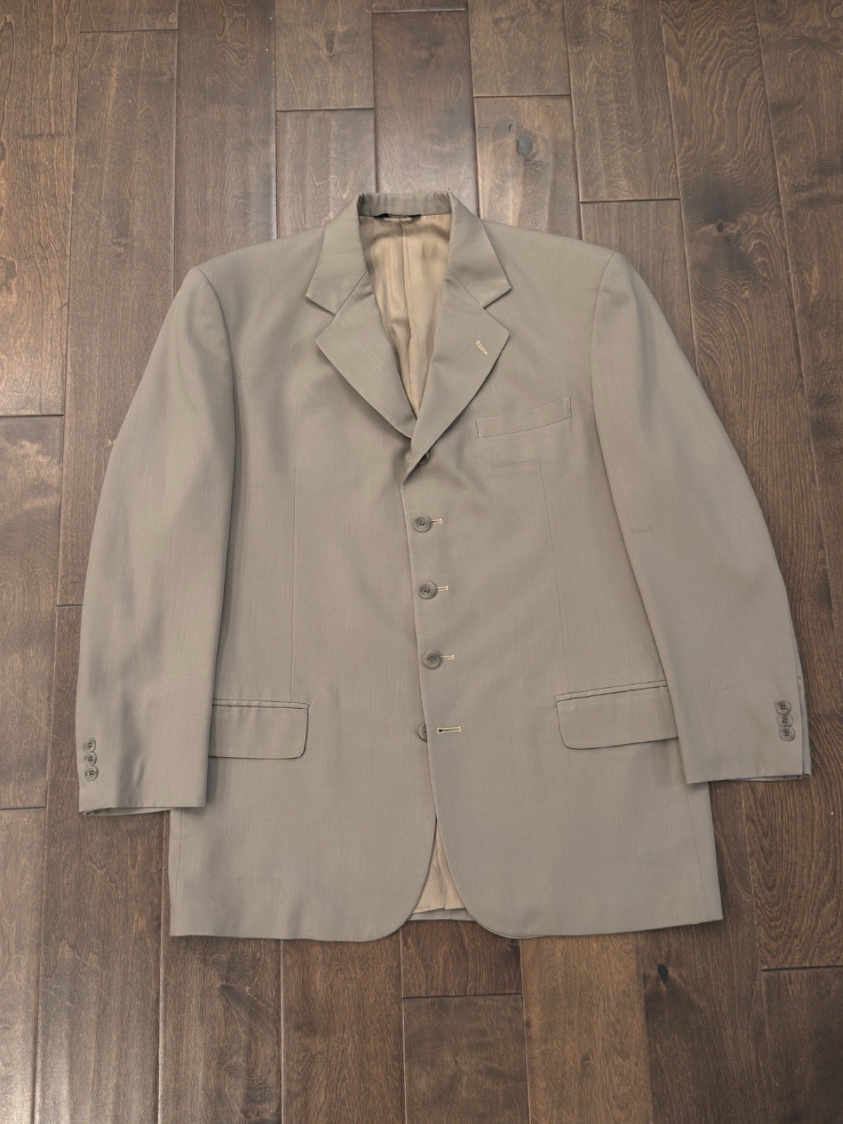 Barry Manufacturing 100% Pure Wool Suit Jacket 5-Button Sports Tan Coat Size 44L