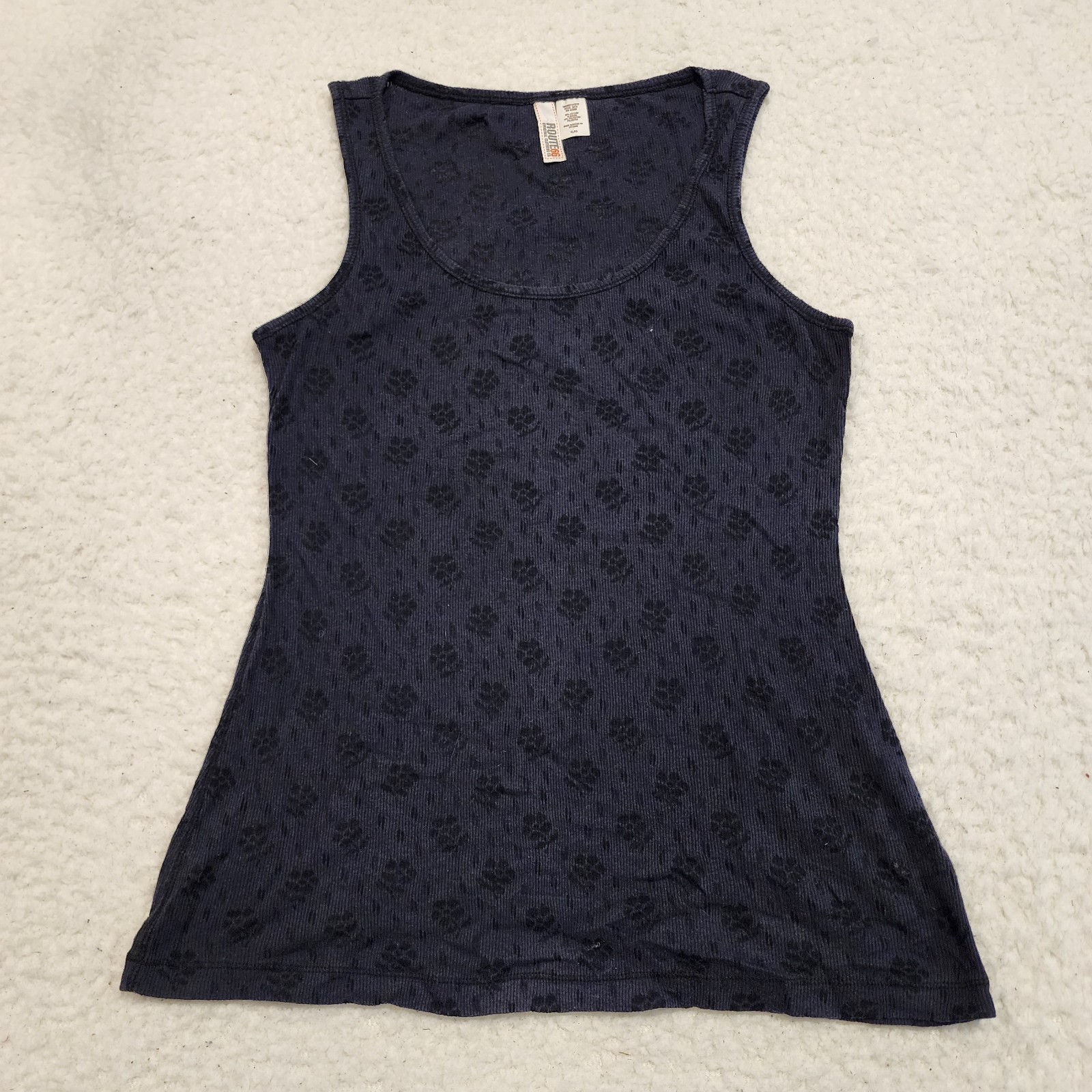Route 66 Ribbed Fitted Tank Top XL Navy Whimsigoth Witchy Grunge Boho Punk