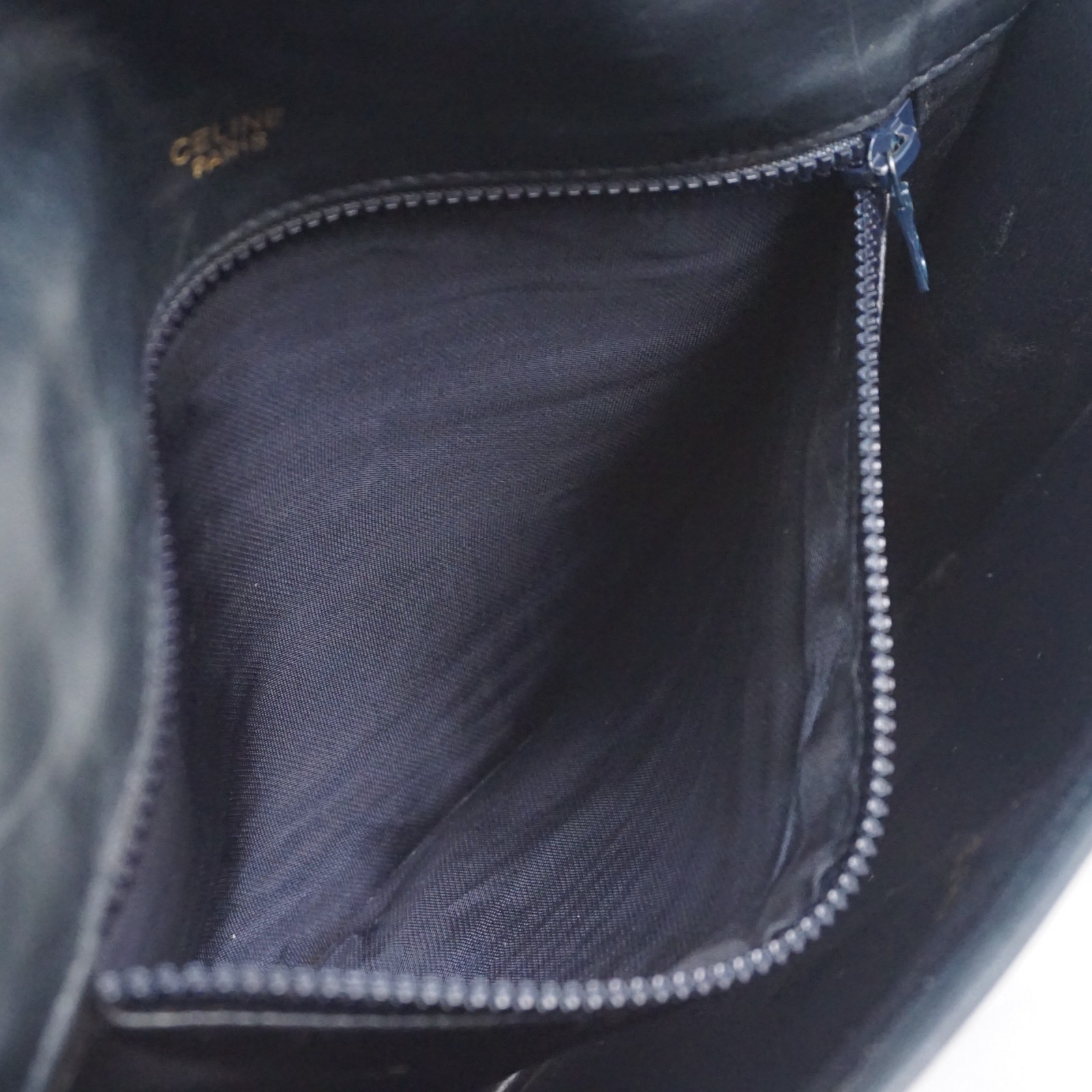 CELINE Macadam Clutch Bag PVC Leather Dark Navy Black Vintage Old Celine Auth