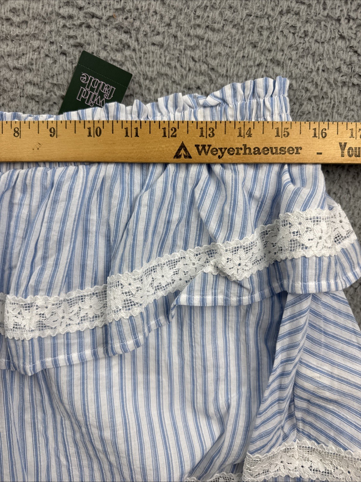 Wild Fable Womens Medium Light Blue Tiered Lace Trim Mini A-Line Skort
