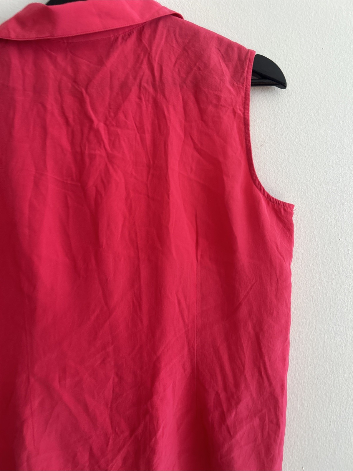 Jacky Smith Women’s 100% Silk Button Down Hot Pink Vintage Sleeveless Top Sz S