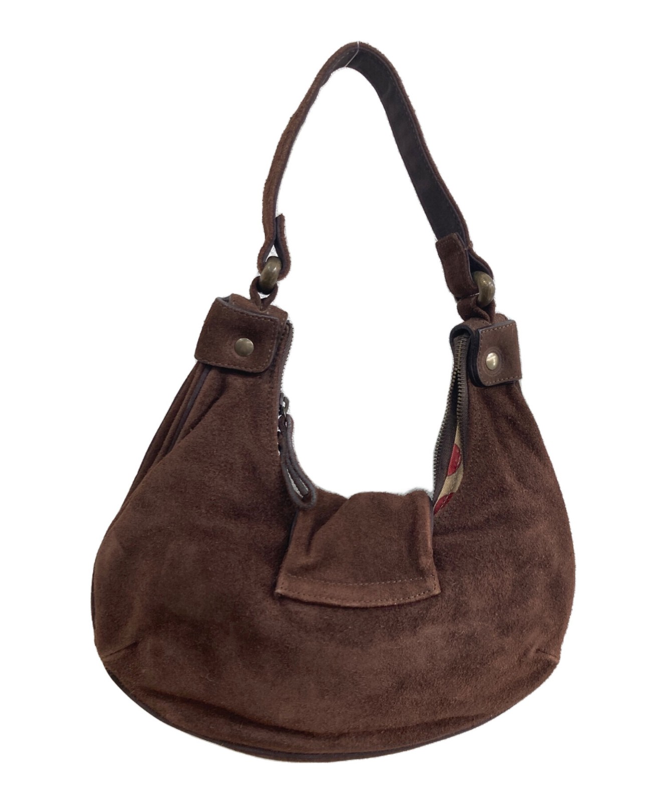 DOLCE&GABBANA Shoulder Bag Suede Brown Vintage Authentic From Japan