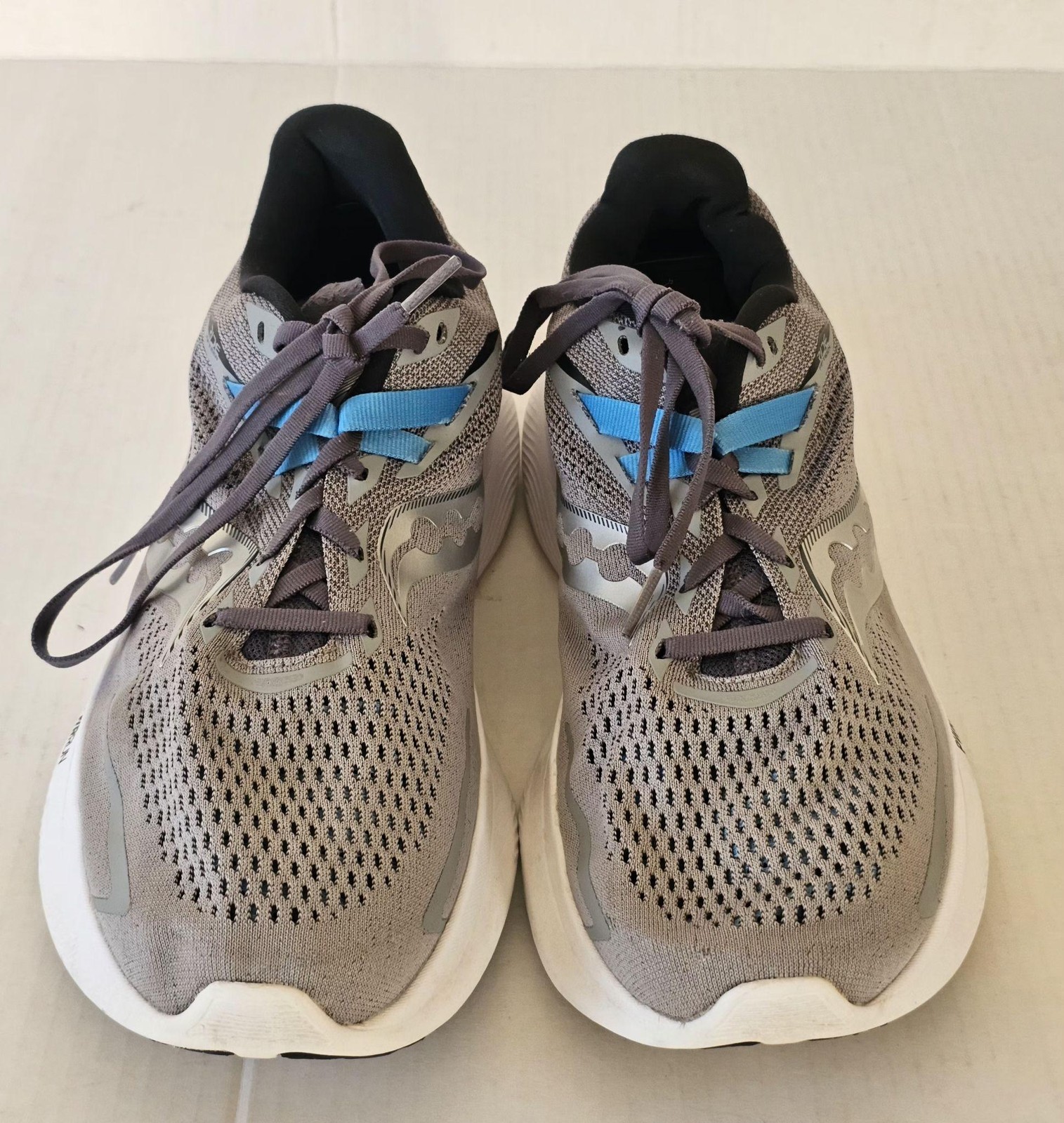 Saucony Ride 15 Shoes Mens Size 12 Wide Gray Blue Running Sneakers S20730-15