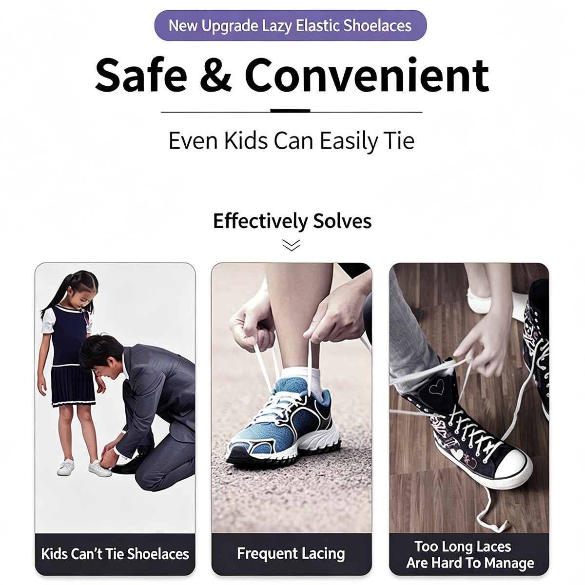 No Tie Elastic Lock Shoelaces for Kids Adults Sneakers Slip On Shoe Laces US