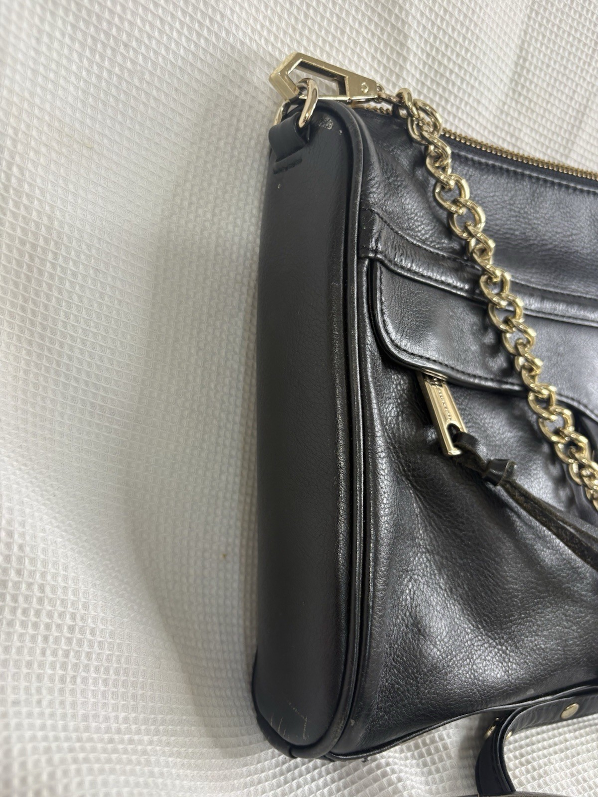 Vintage Rebecca Minkoff MAC Crossbody Shoulder Convertible Leather Bag Black