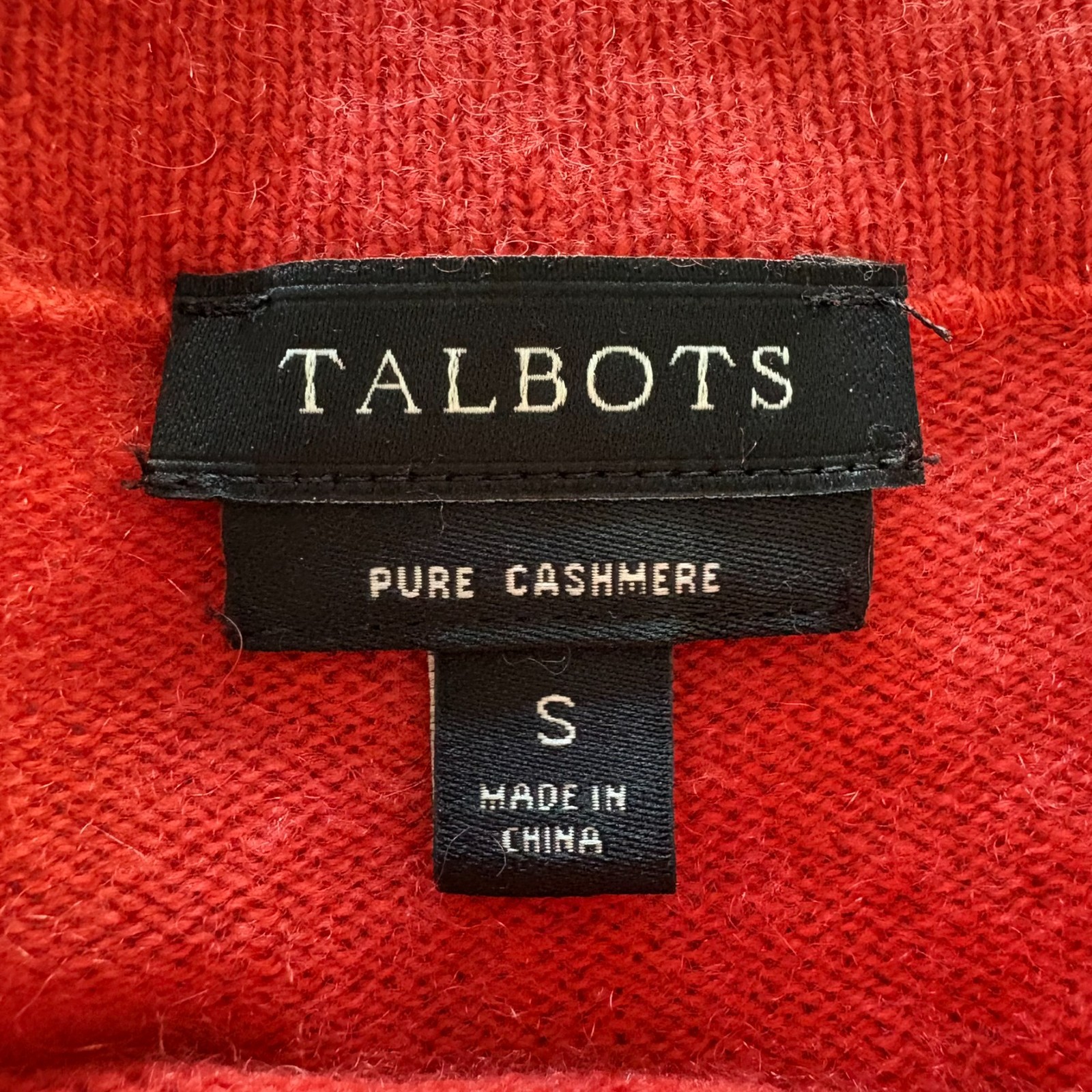 Talbots Audrey Womens Bright Red Tight-Knit 100 % Cashmere Pullover Sweater S