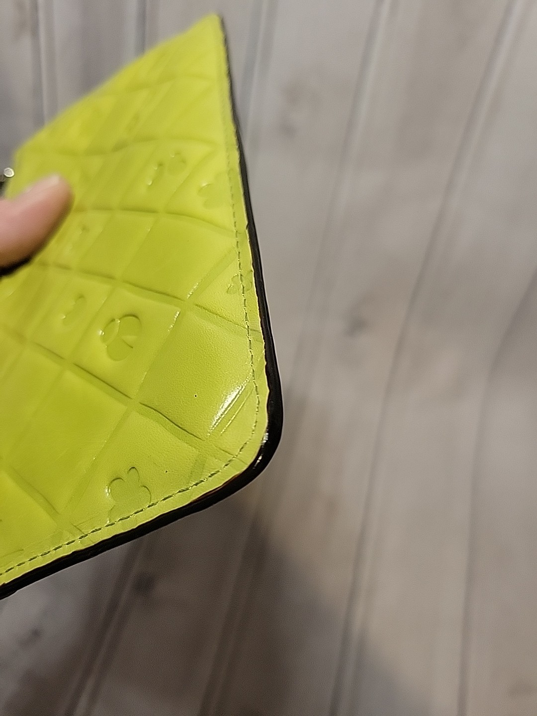 Brighton Spring Song Apple Green Leather Zipper Wallet Pouch EUC