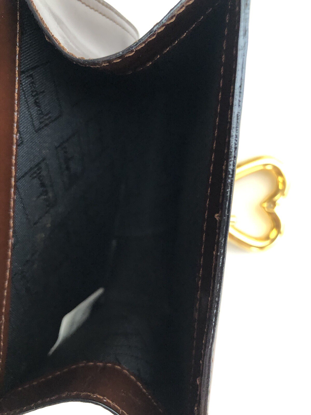MOSCHINO Redwall Vintage Brown Leather Heart Shoulder Crossbody Belt Small Bag