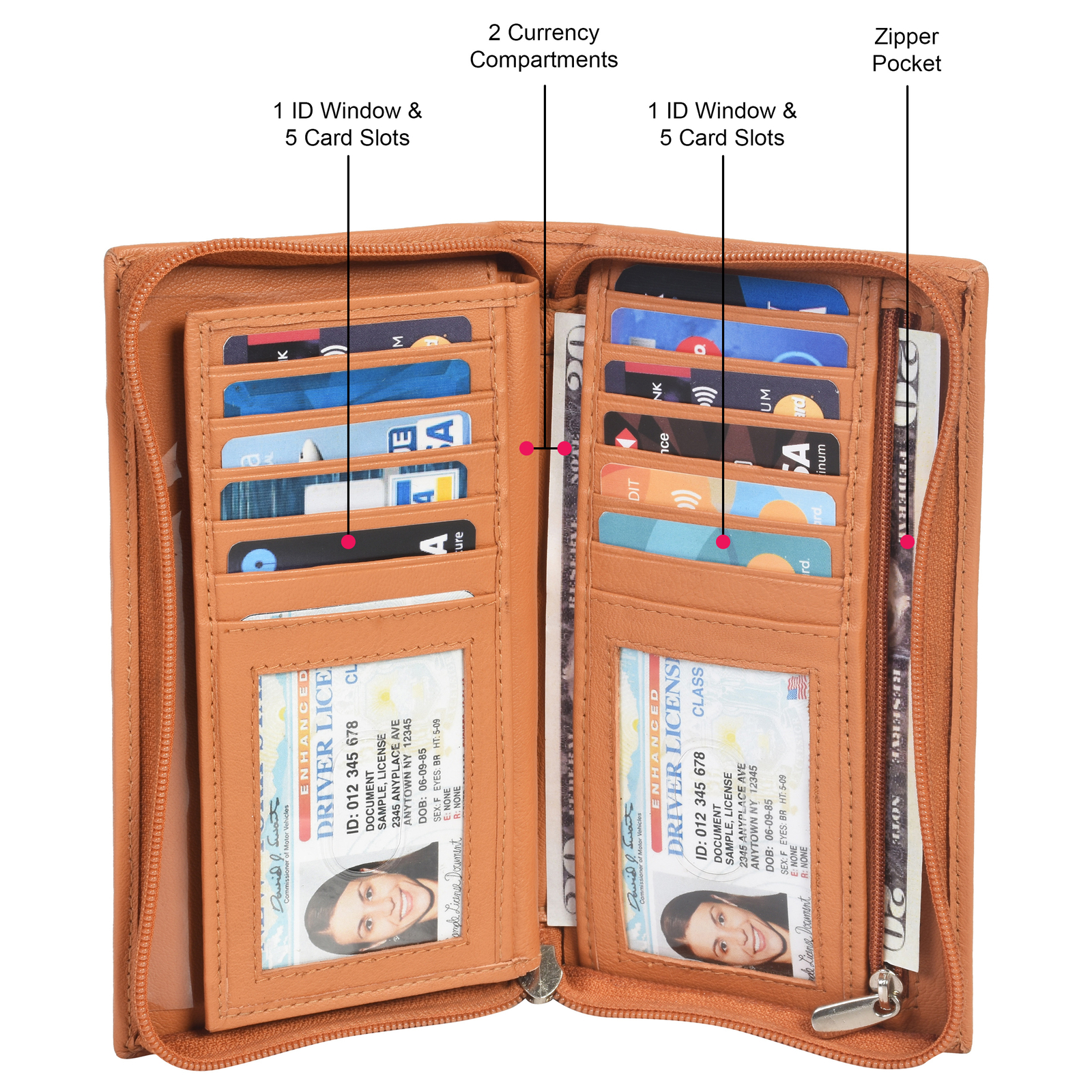 Leatherboss Genuine Leather Checkbook Cover with Credit Card Holder