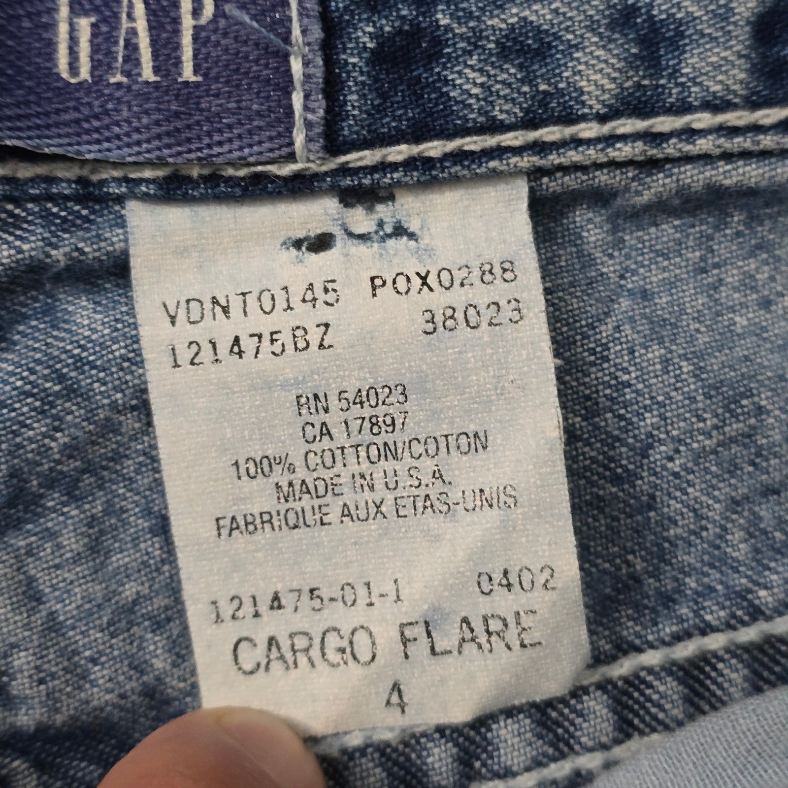 Vintage Gap Cargo Flare Jeans Womens 4 Blue Denim High Rise Made in USA Y2K 0402